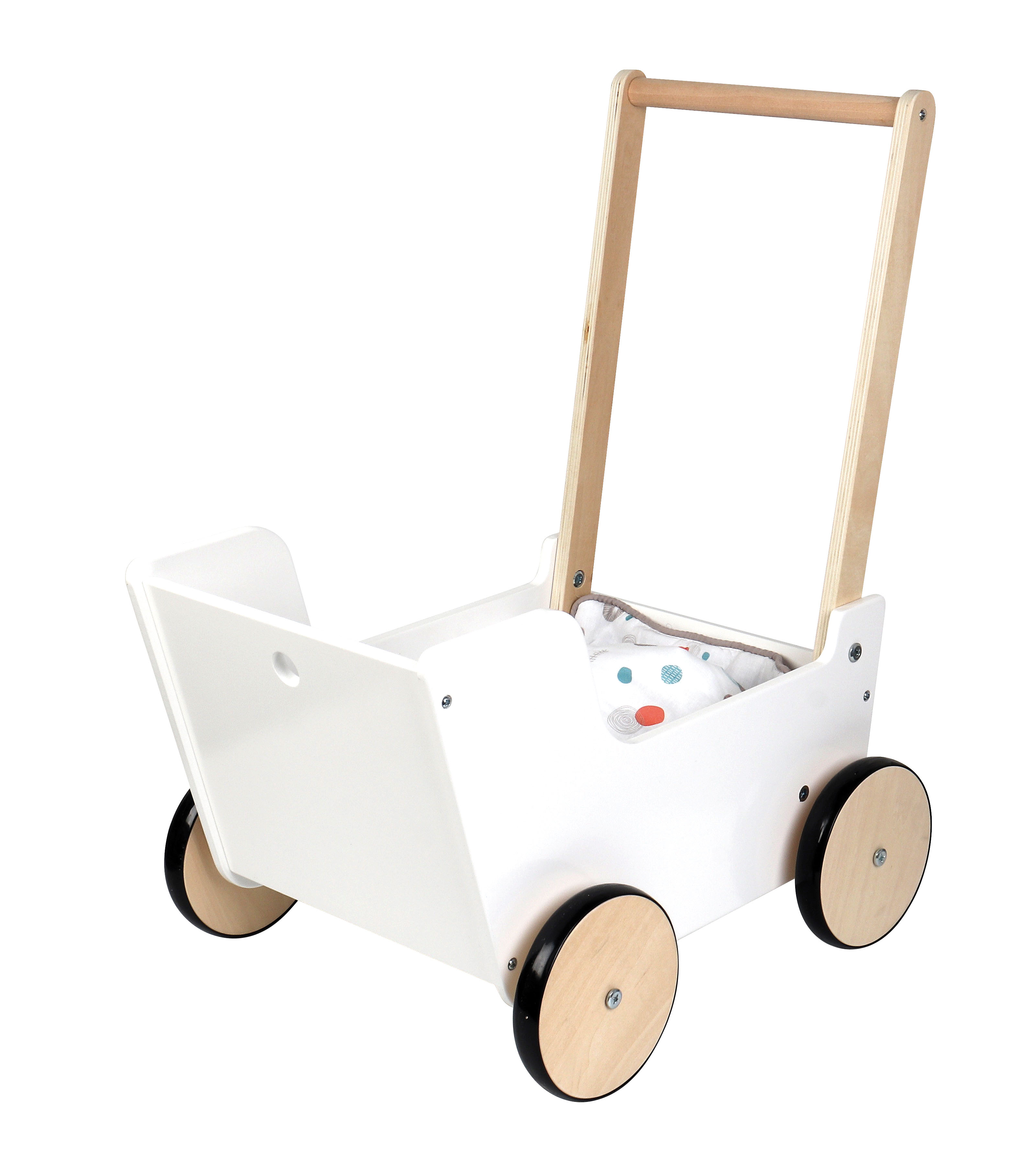 Holz-Puppenwagen in skandinavischem Stil
