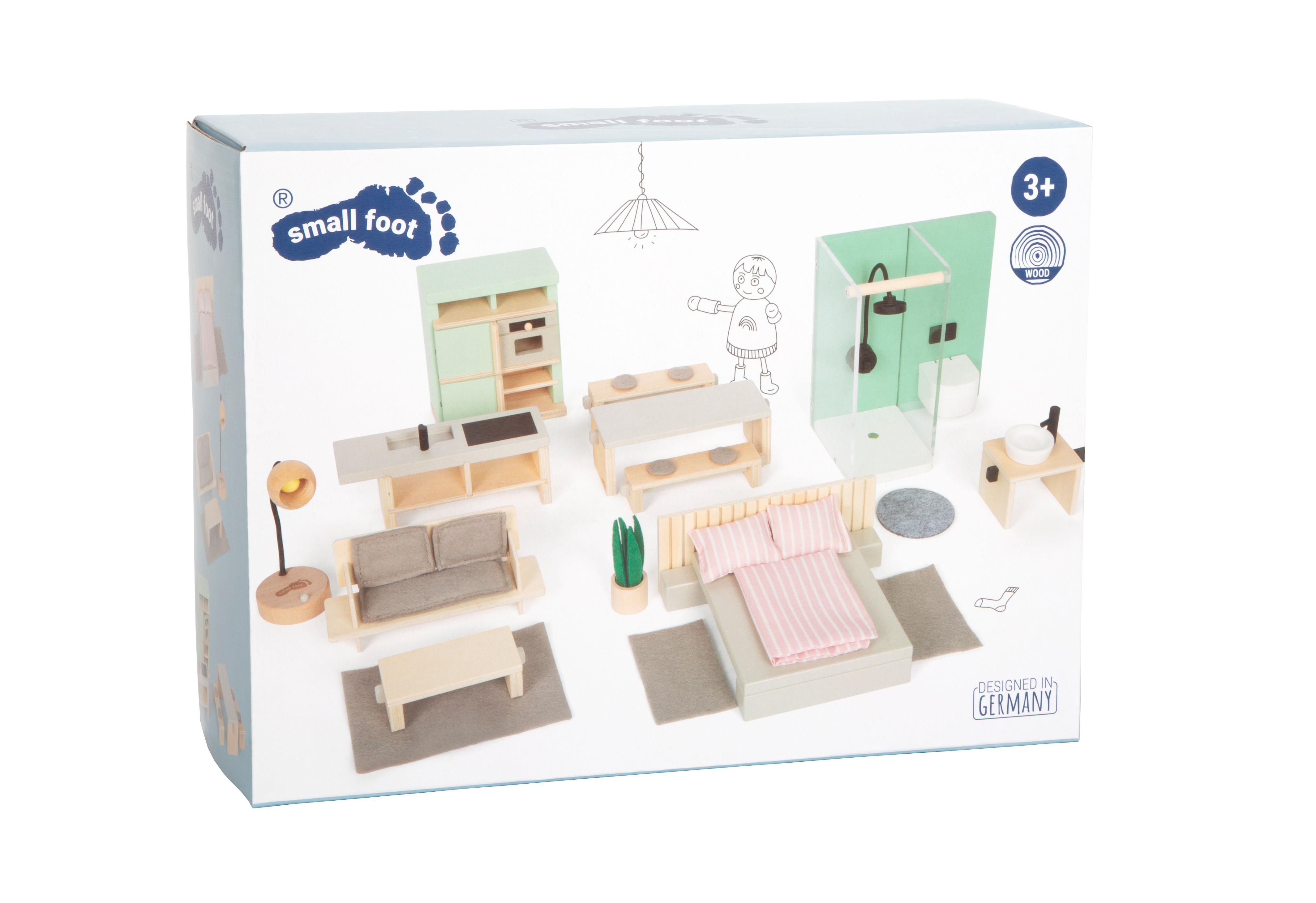 Puppenhausmöbel Set in der Verpackung
