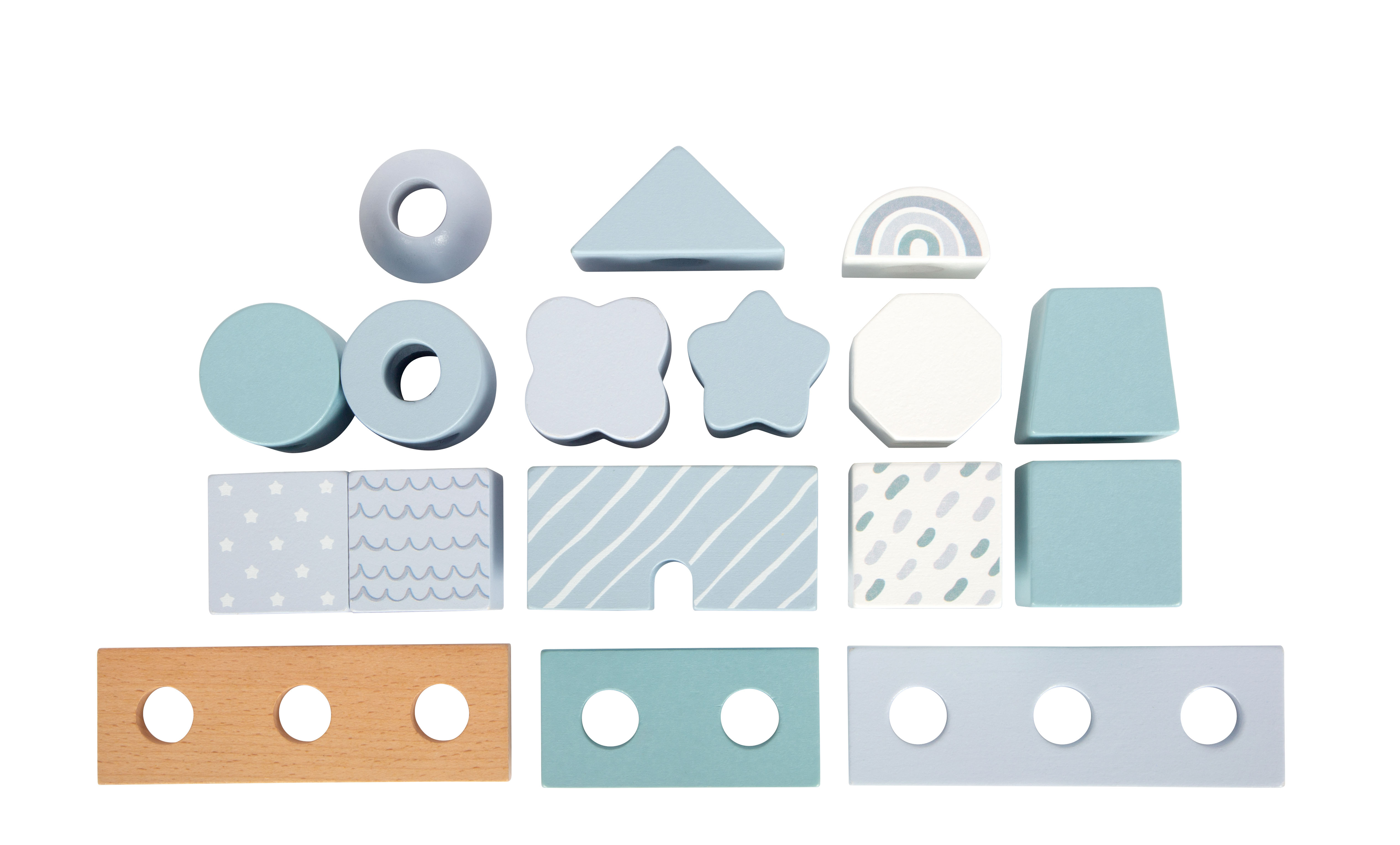 Stapelhaus Blau Einzelteile Übersicht