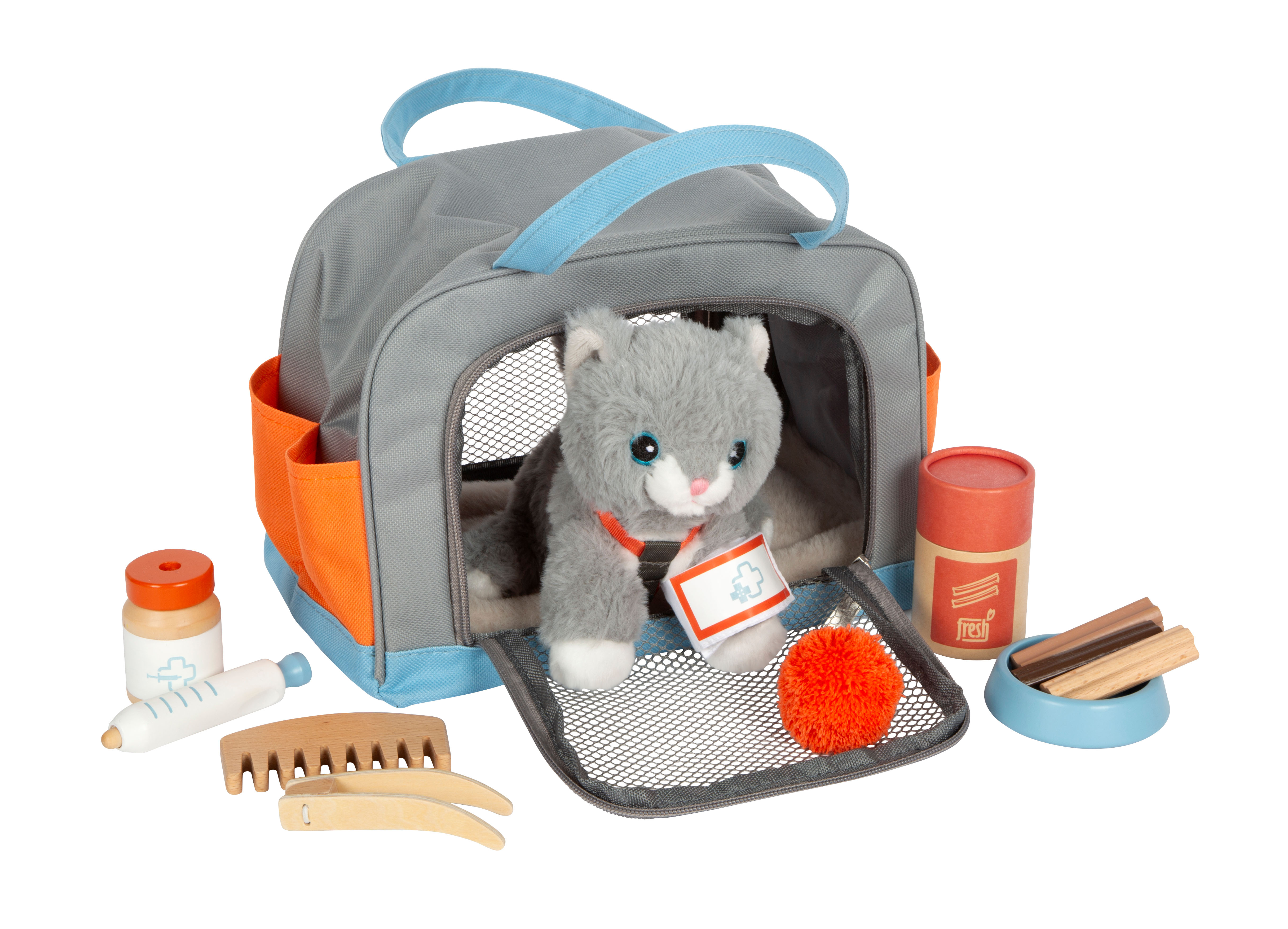 Katze-Spielset mit Tasche und Pflege-Zubehör