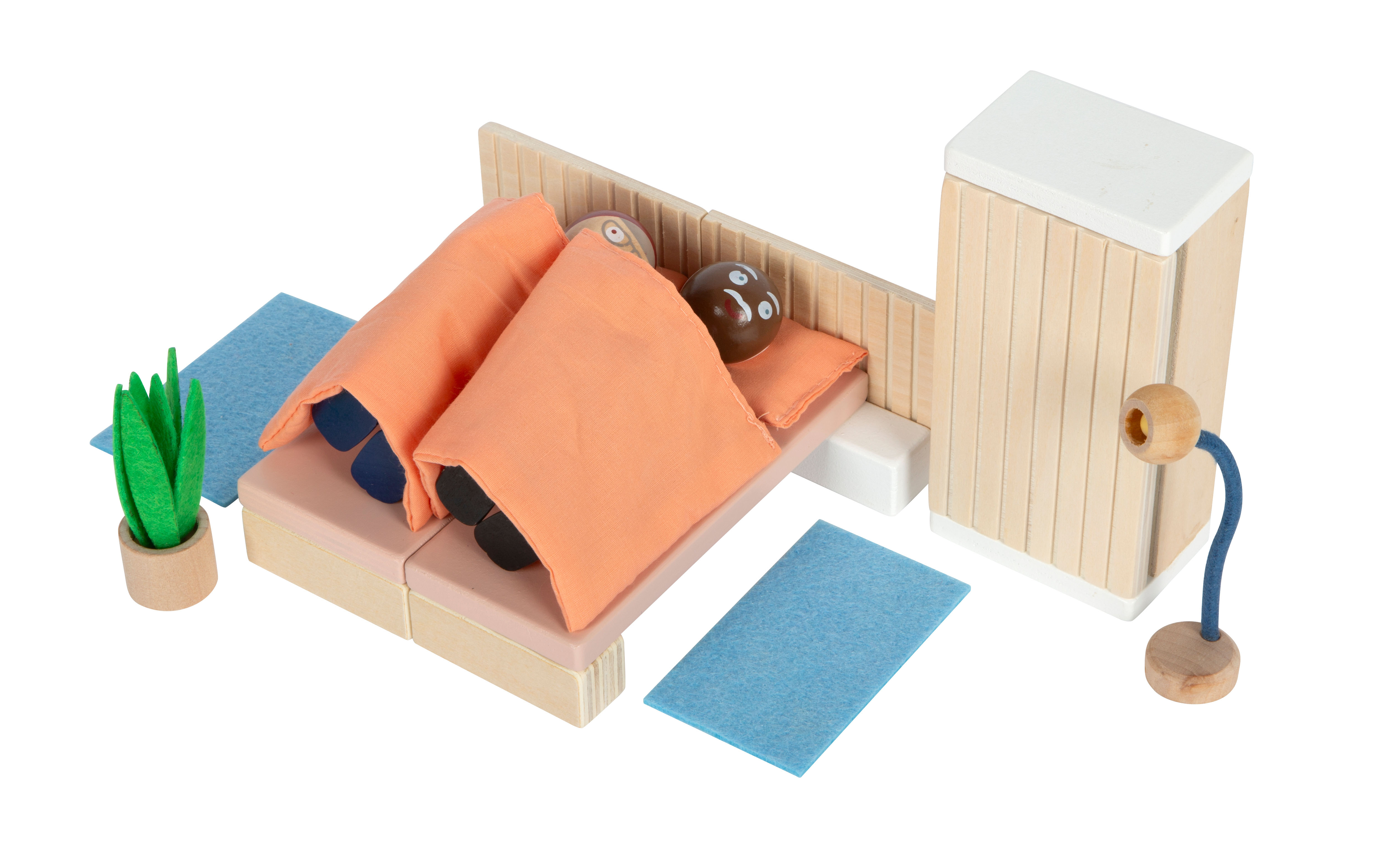 Zwei blaue Puppenhaus Teppiche