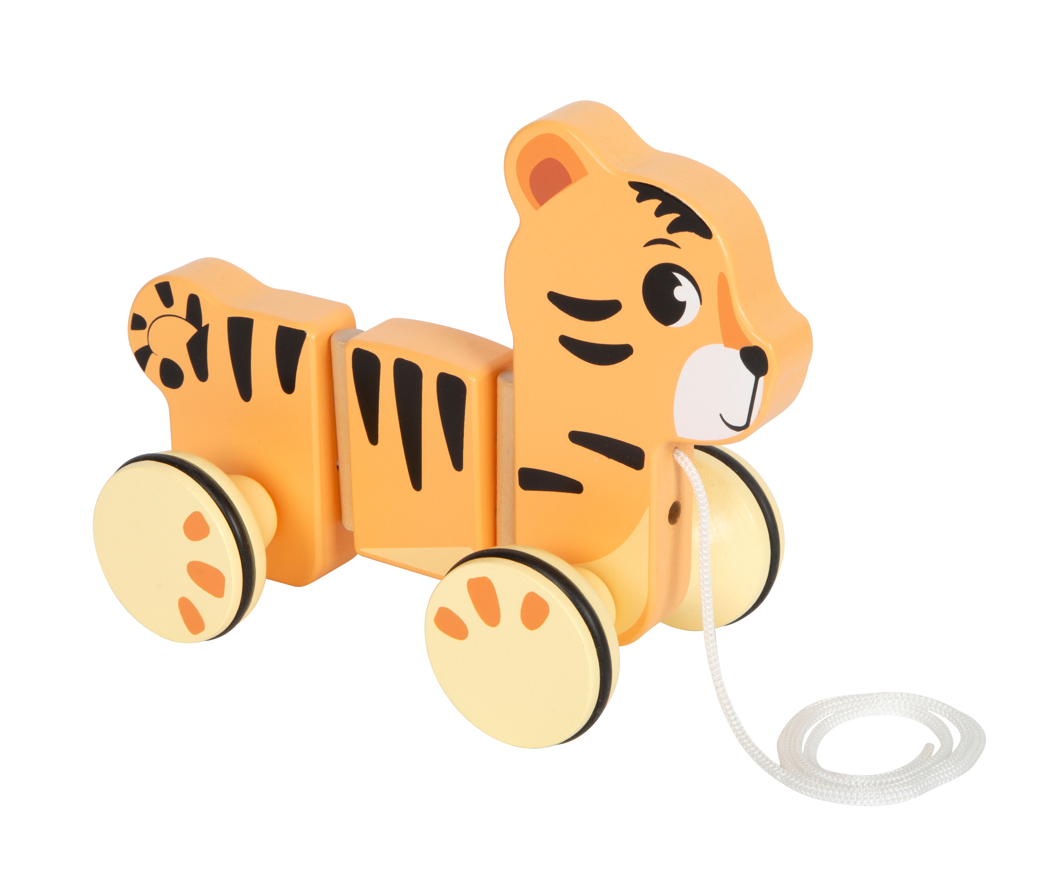 Nachziehtier Tiger aus Holz für Kinder