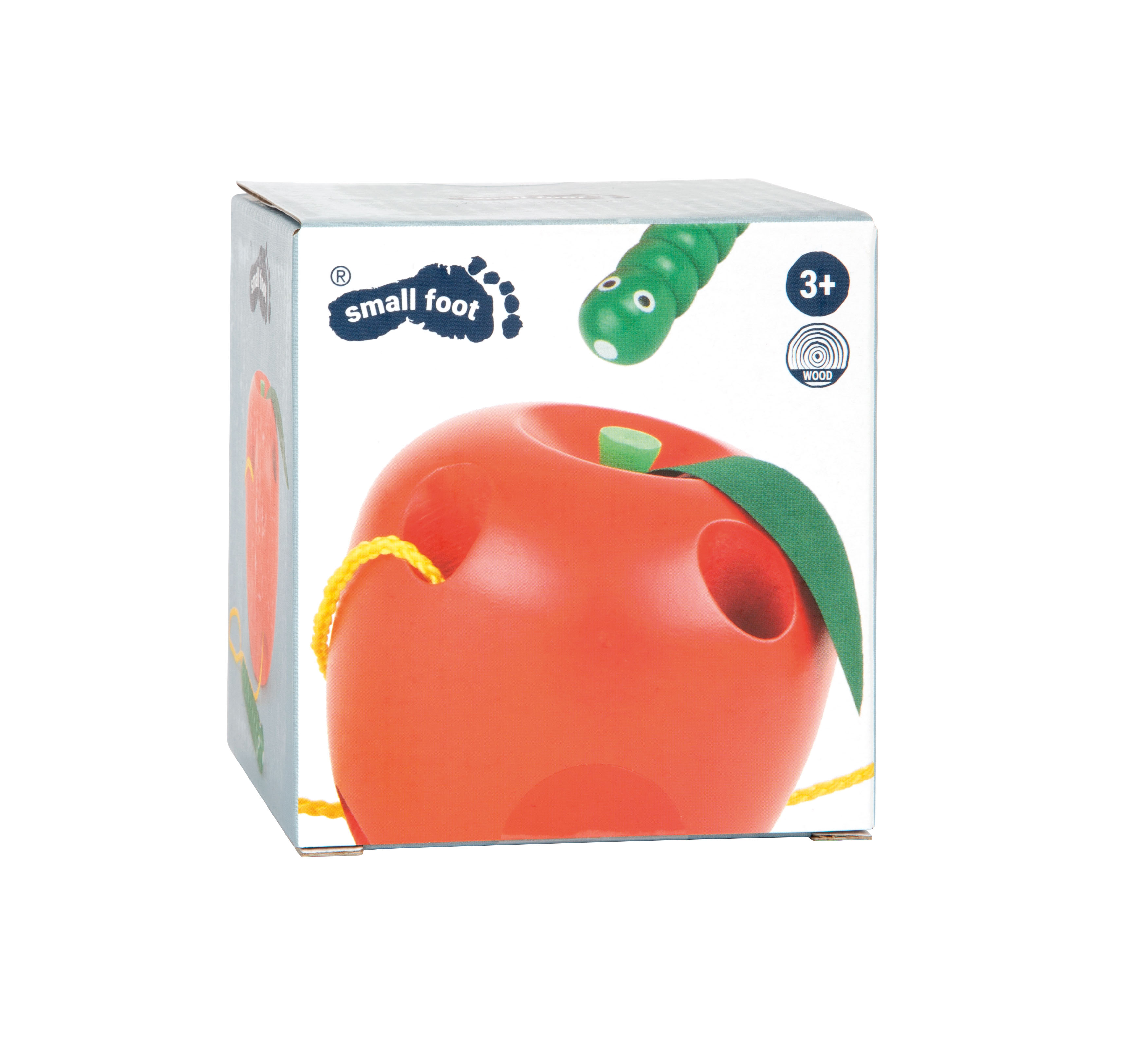 Fädelspiel Apfel und Wurm für Kinder