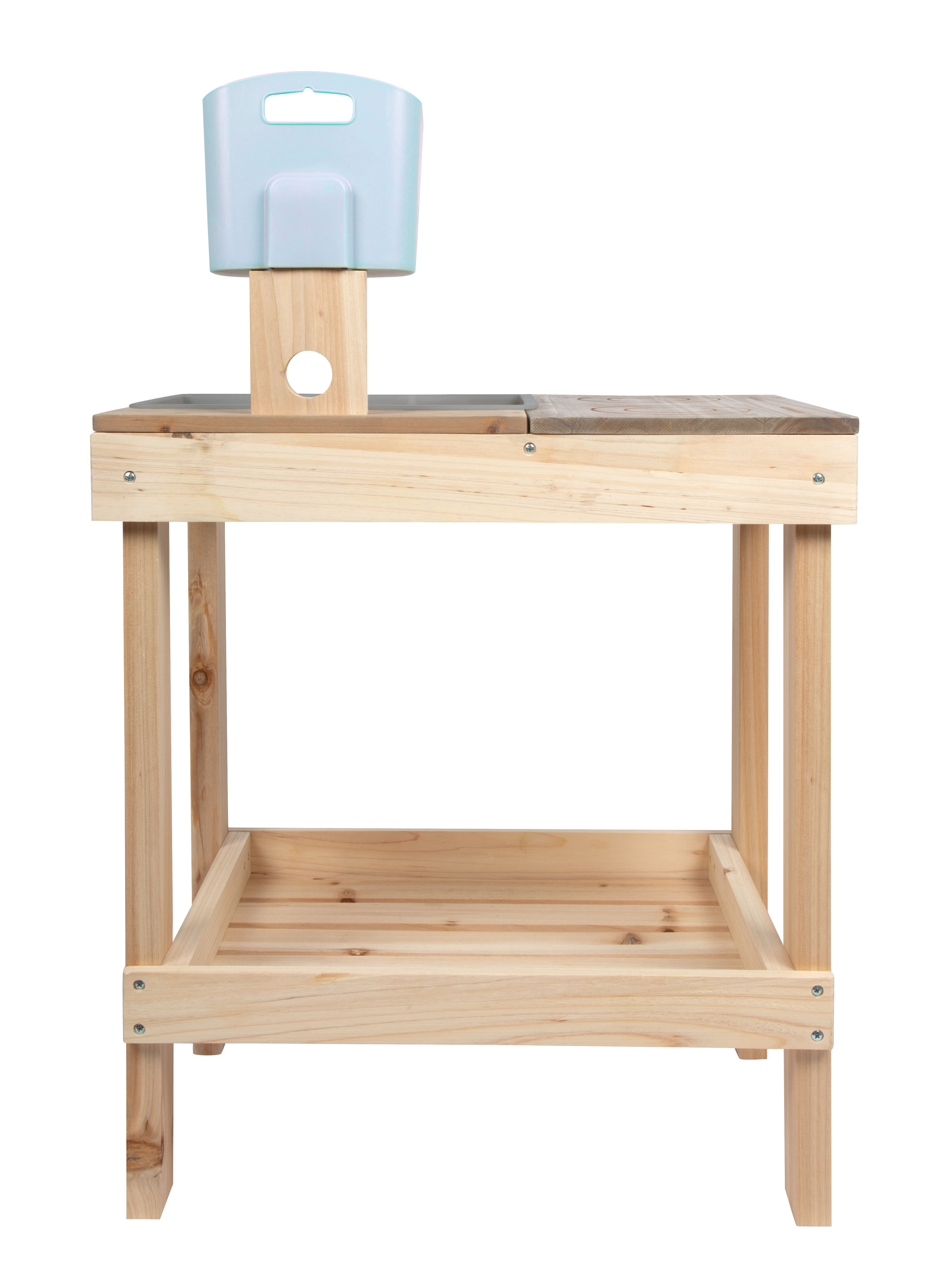 Matschküche aus Holz mit Ablage