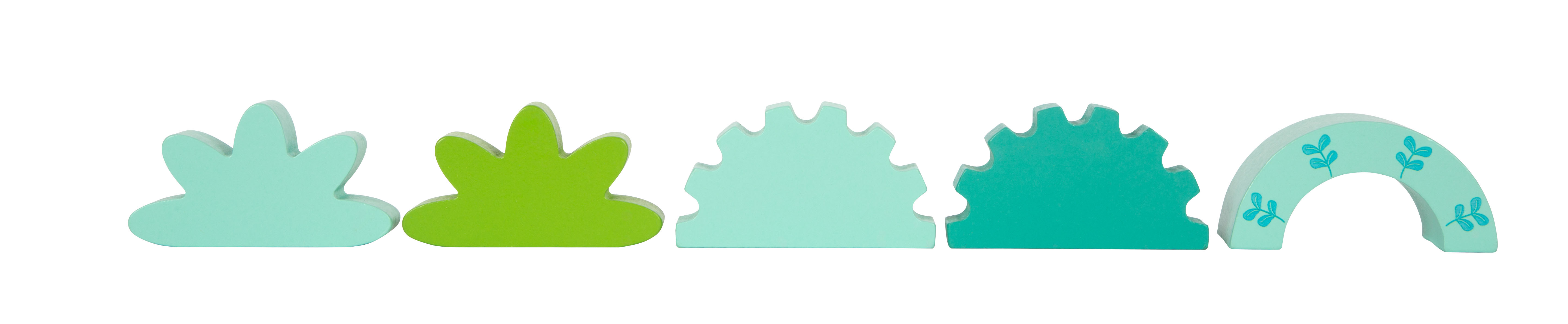 Holzbausteine mit Busch, Baum und Blättern