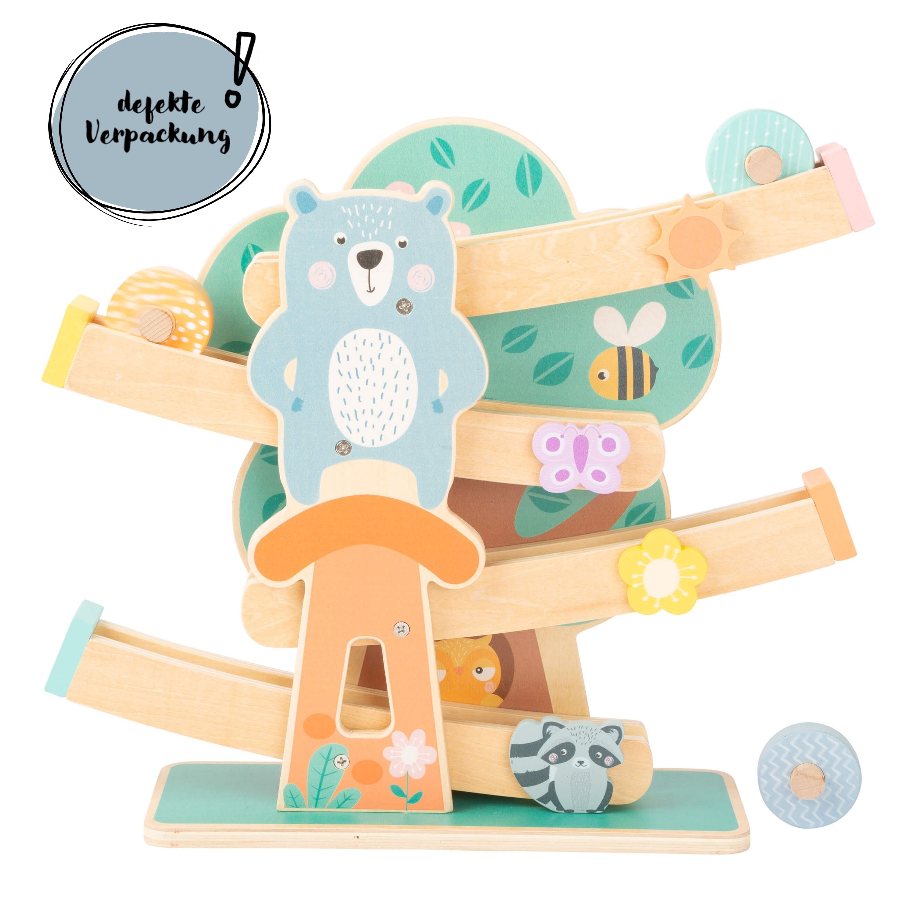 Kugelbahn in Pastellfarben für Kinder mit defekter Verpackung