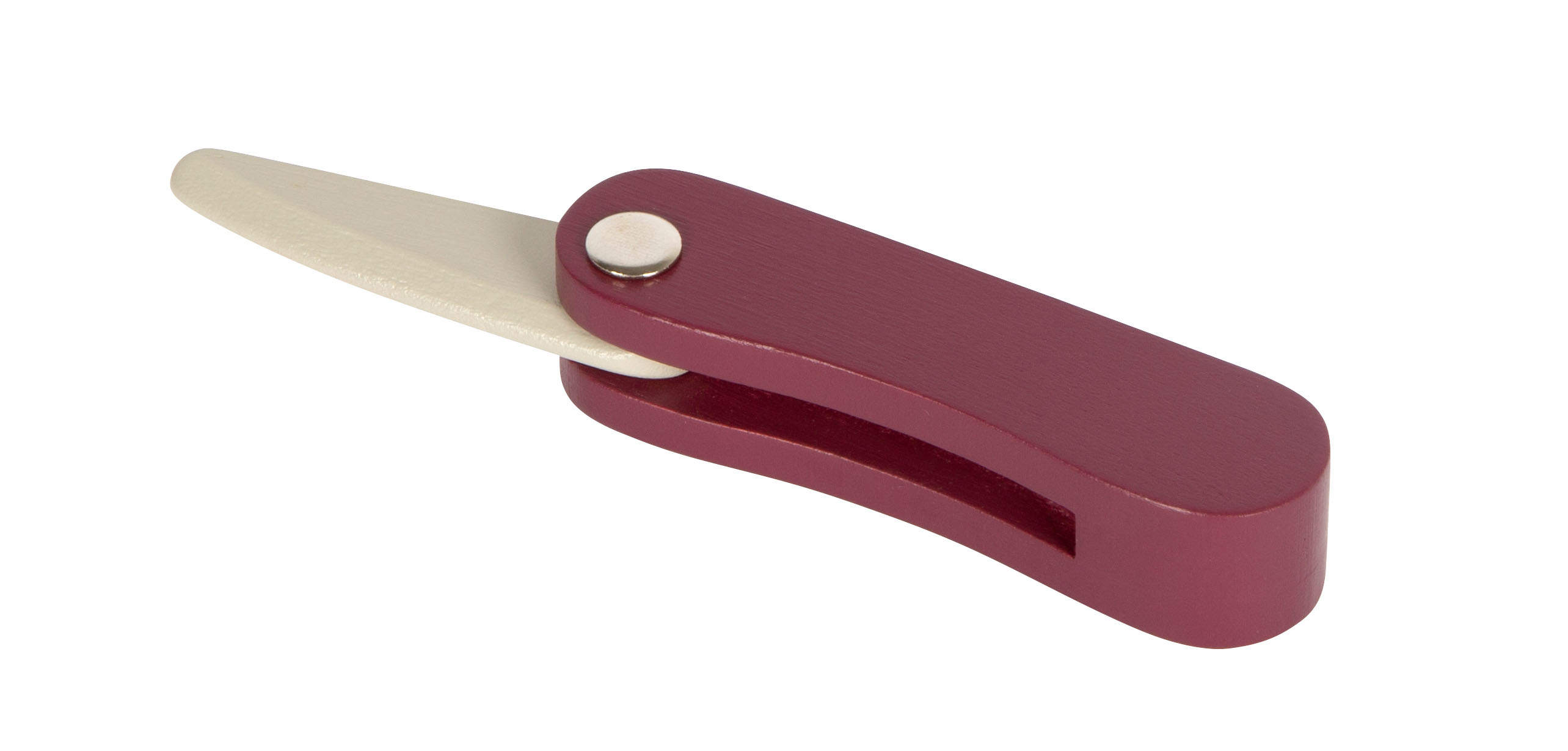 Spiel-Taschenmesser aus Holz aufgeklappt