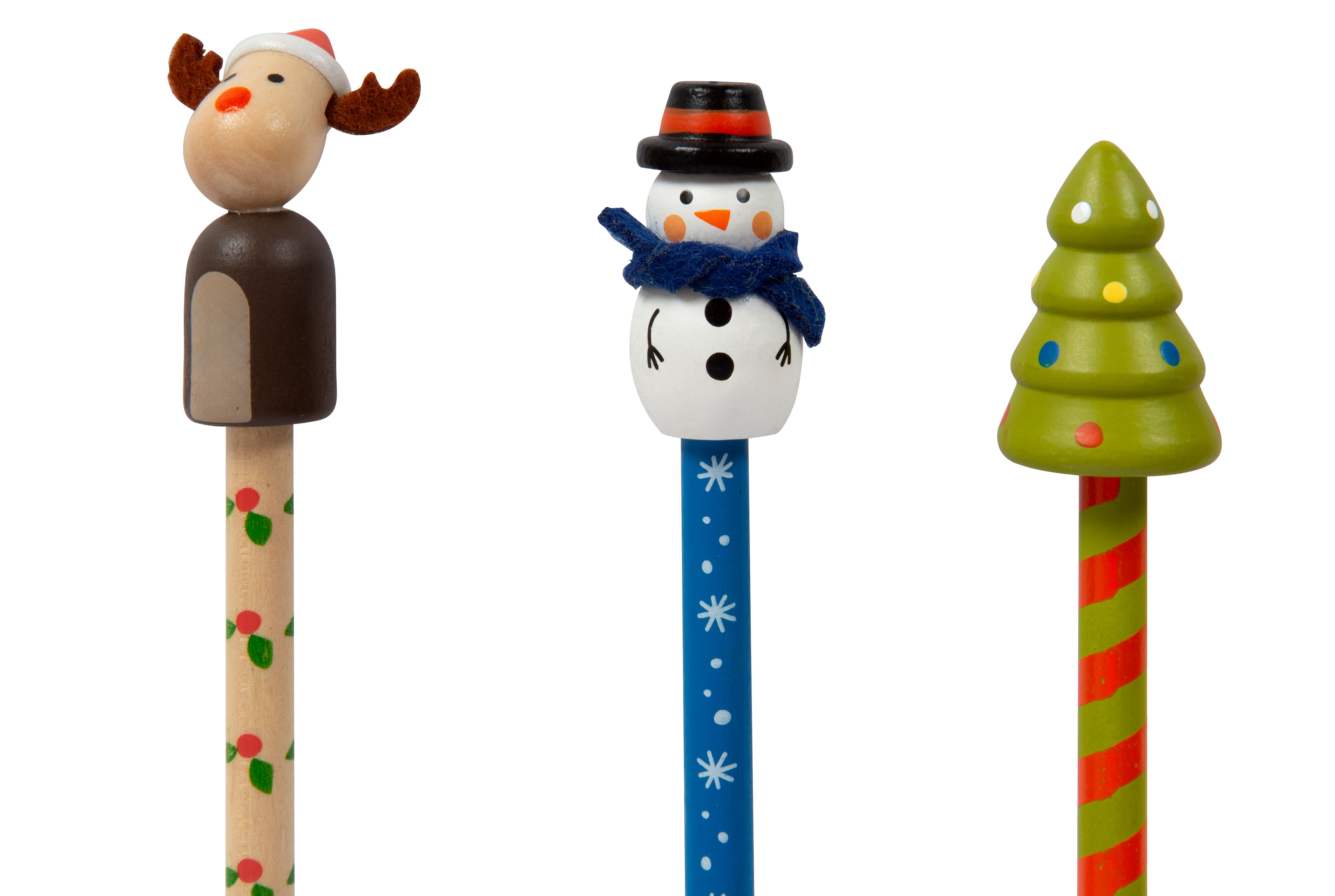 Weihnachtsstifte 6er Set mit Rudolph Schneemann Tannenbaum