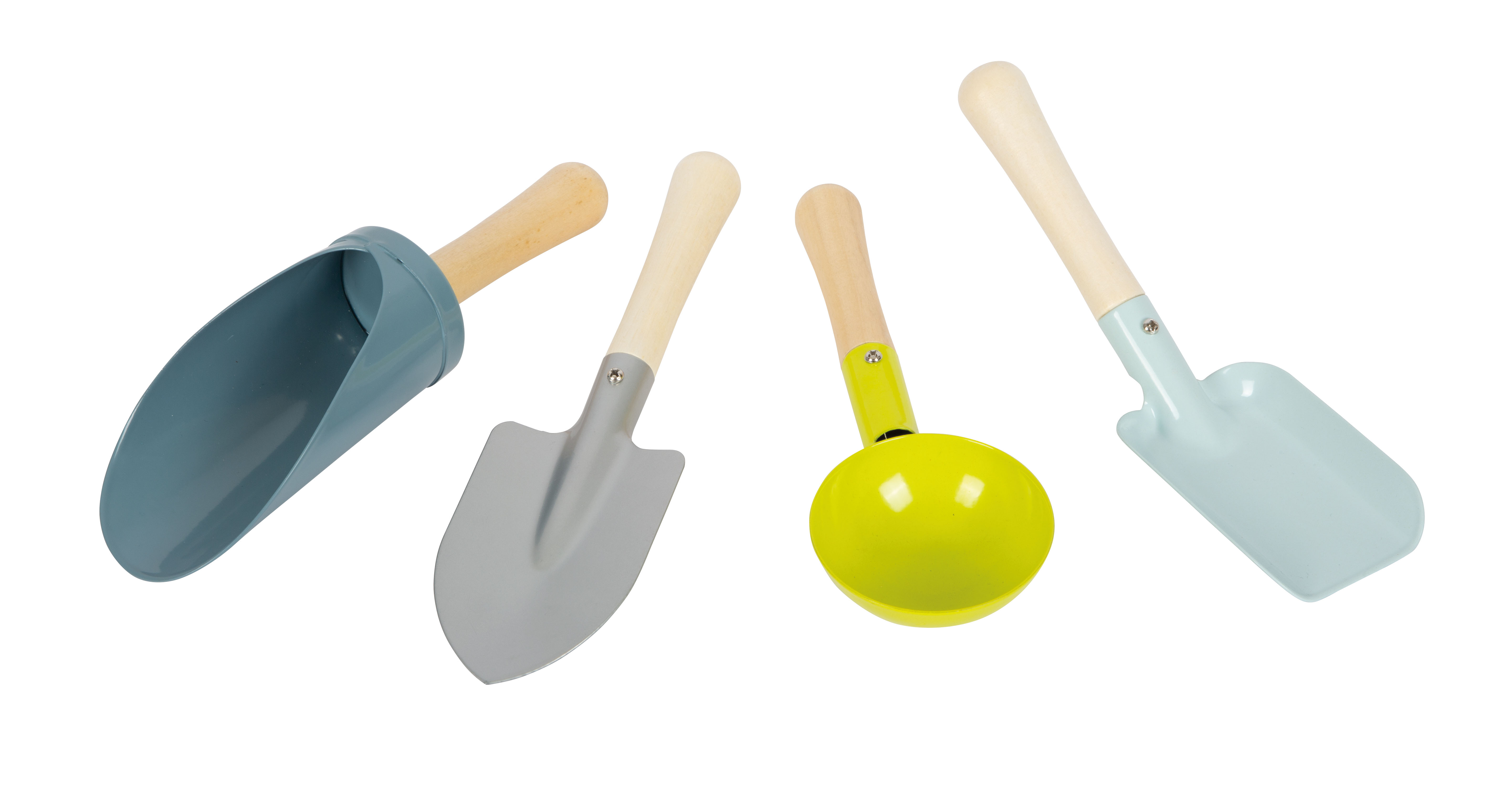 Handschaulfe-Set aus Holz und Metall für Kinder in modernen Farben