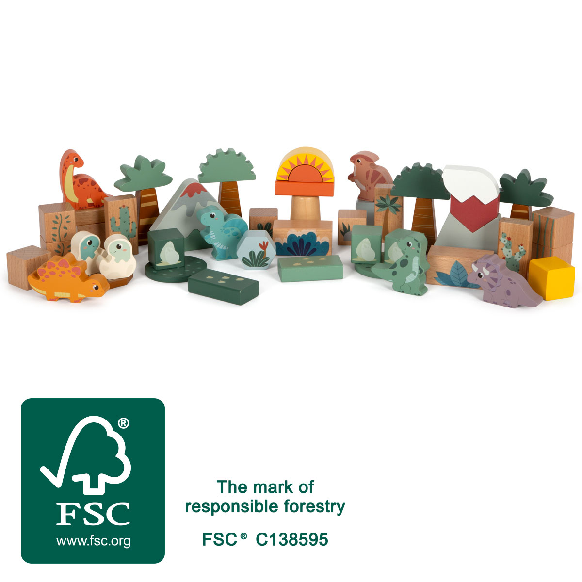 Verschiedene Bausteine für Kinder mit Dino-Figuren