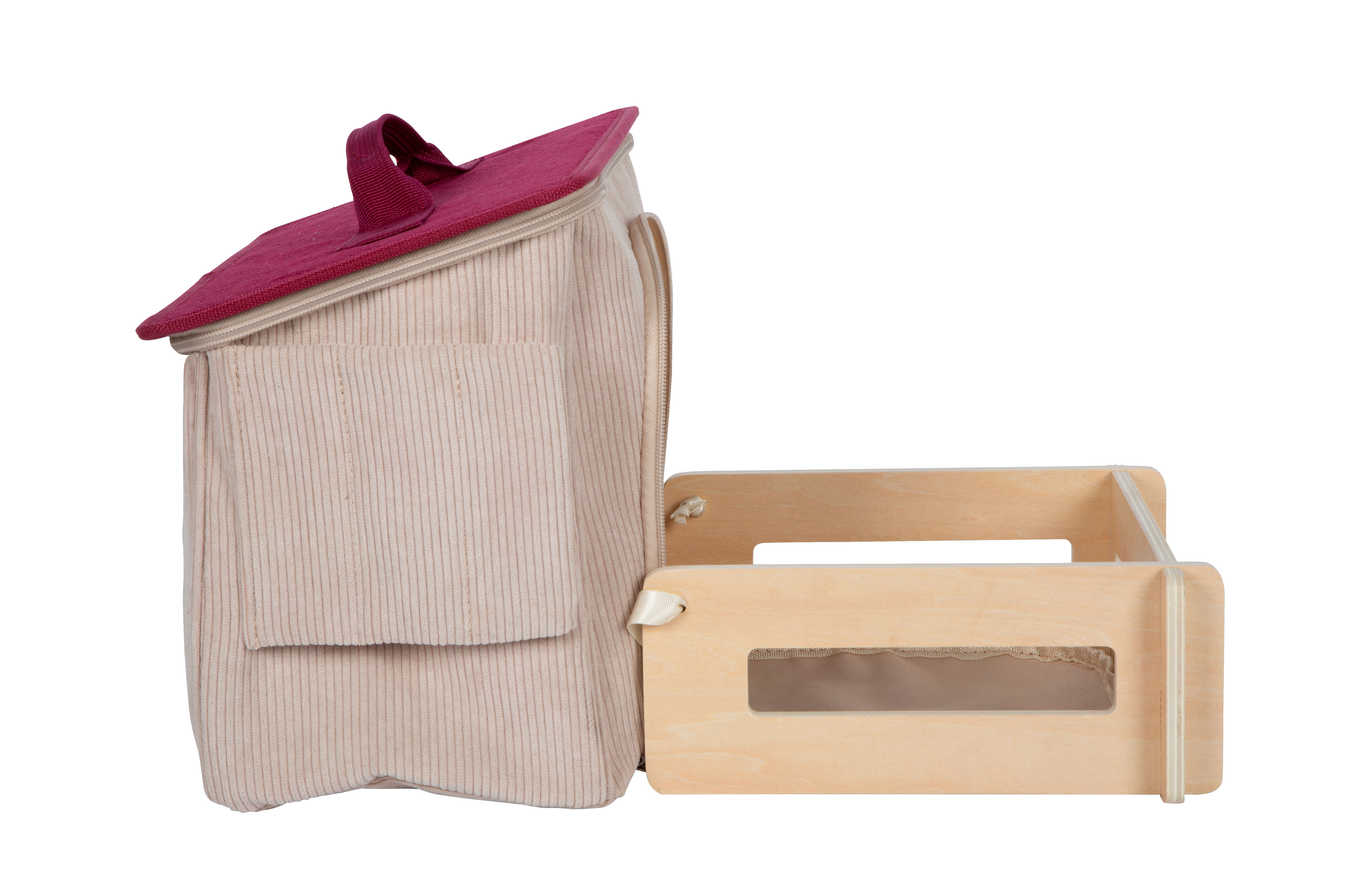 Pferde Spielset Tasche aus Cord mit Holzzaun