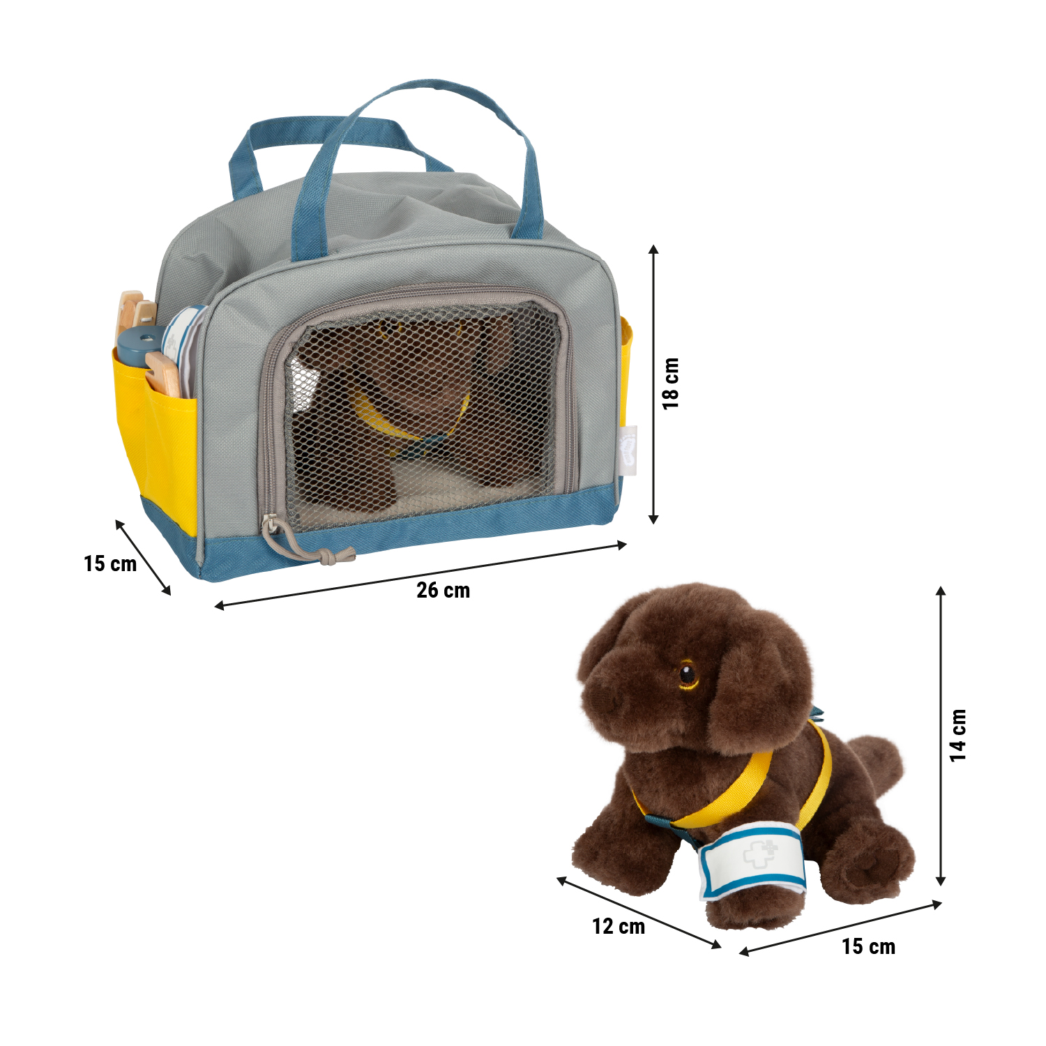 haustiertrage, hunde tragetasche, netzfenster, spielzeug mit leash, brauner plüschhund