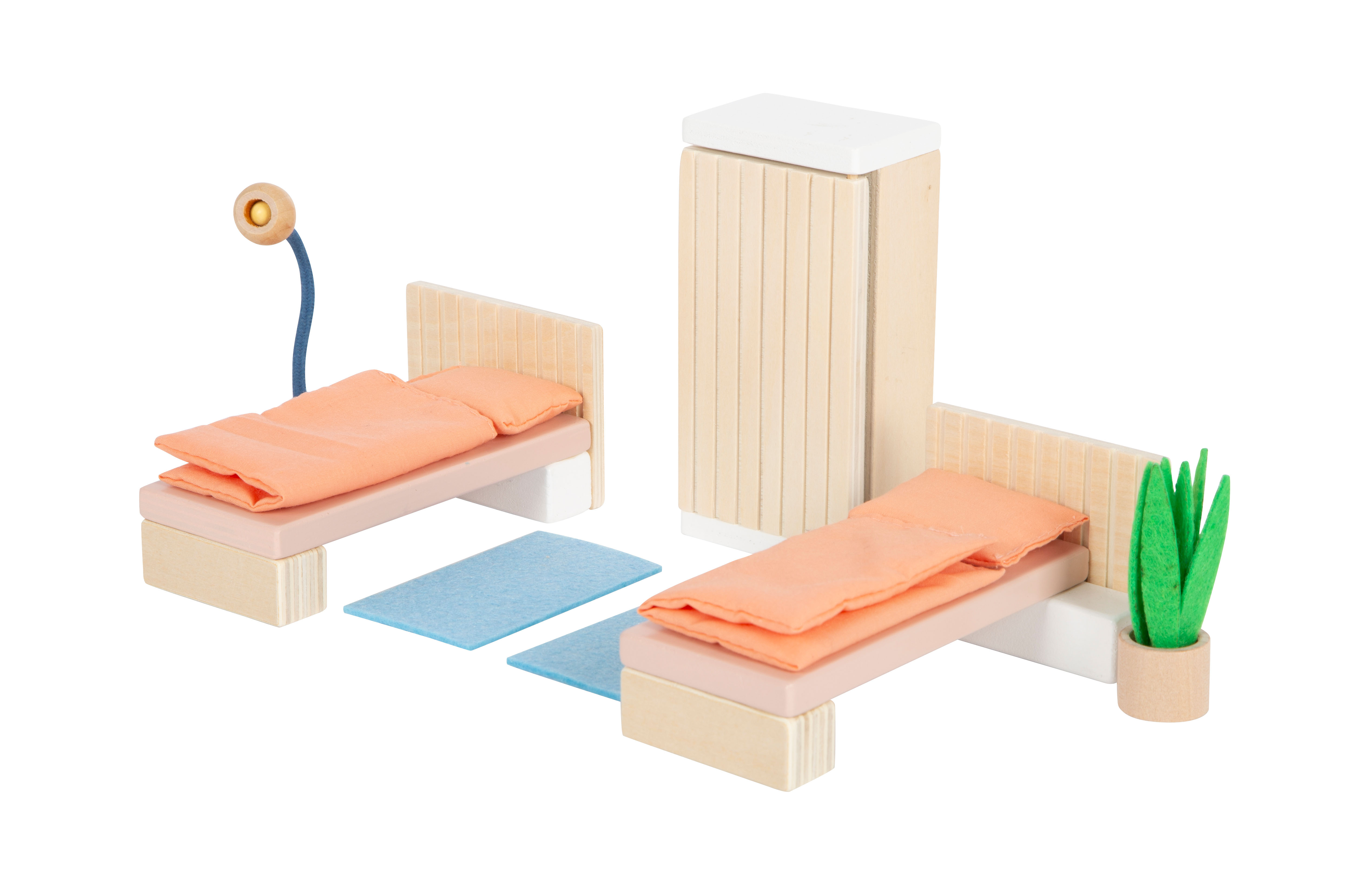 Puppenhausmöbel Schlafzimmer Einzelbetten Schrank