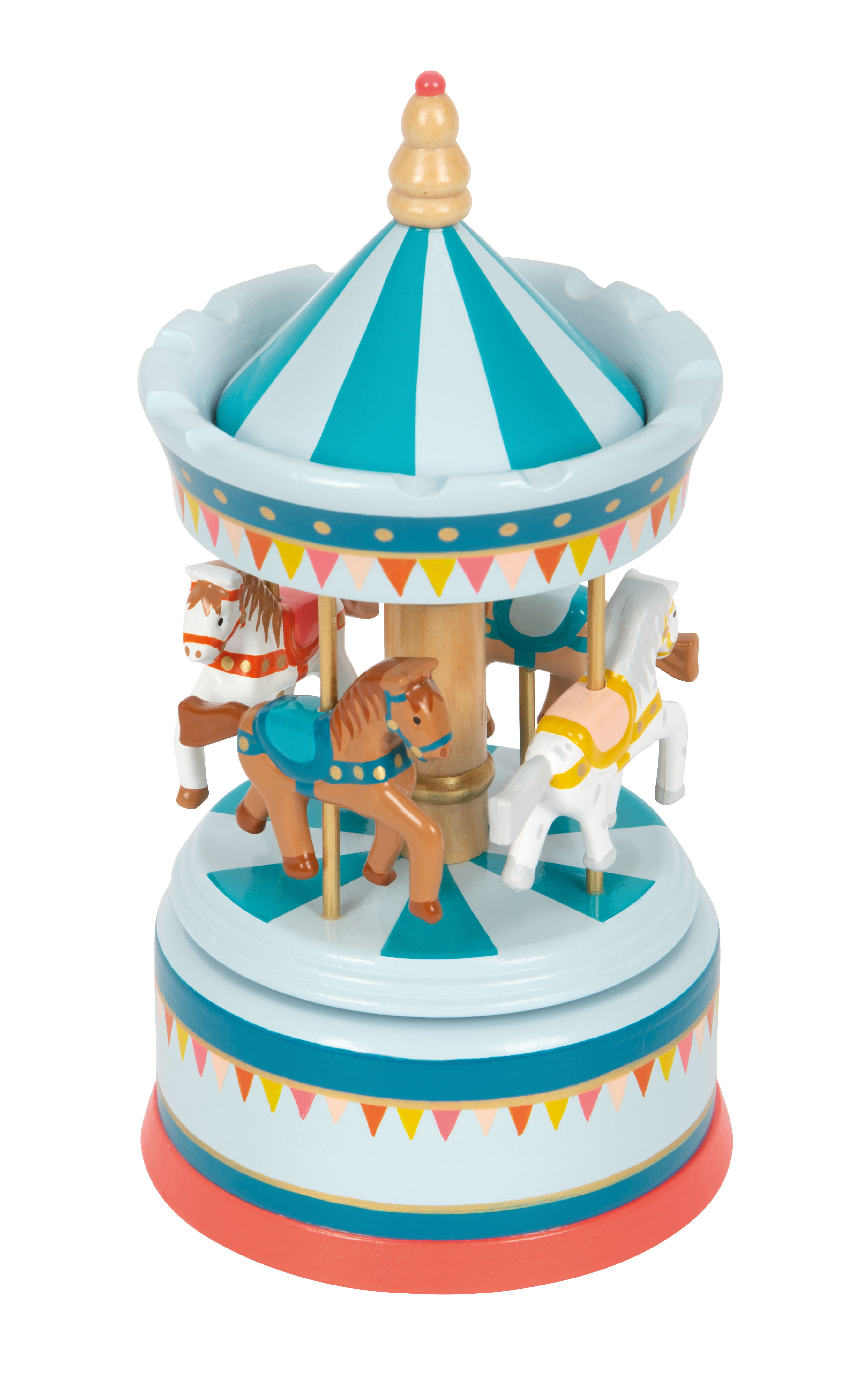 Pferdekarussell aus Holz als Spieluhr fürs Kinderzimmer