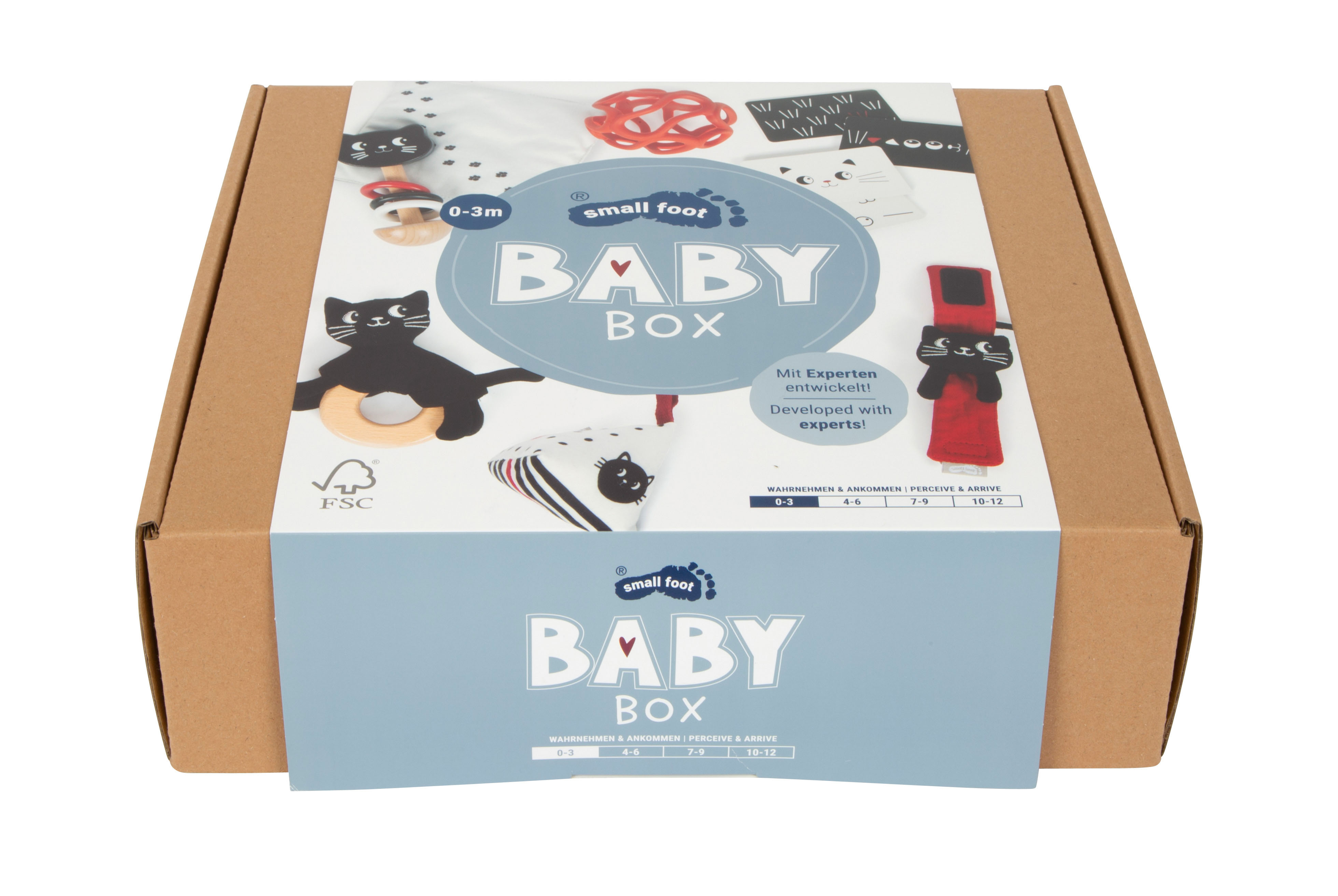 Baby-Box, Katzenspielzeug, Kinderbox, Babypaket, Verpackung, Baby-Box, Box-Set, 0-3Monate, Katzen-Motiv, Blaues Box, Baby Box, Kleinkind Box, 0-3 Monate, Bauklotz Spielzeug, Katze Muster