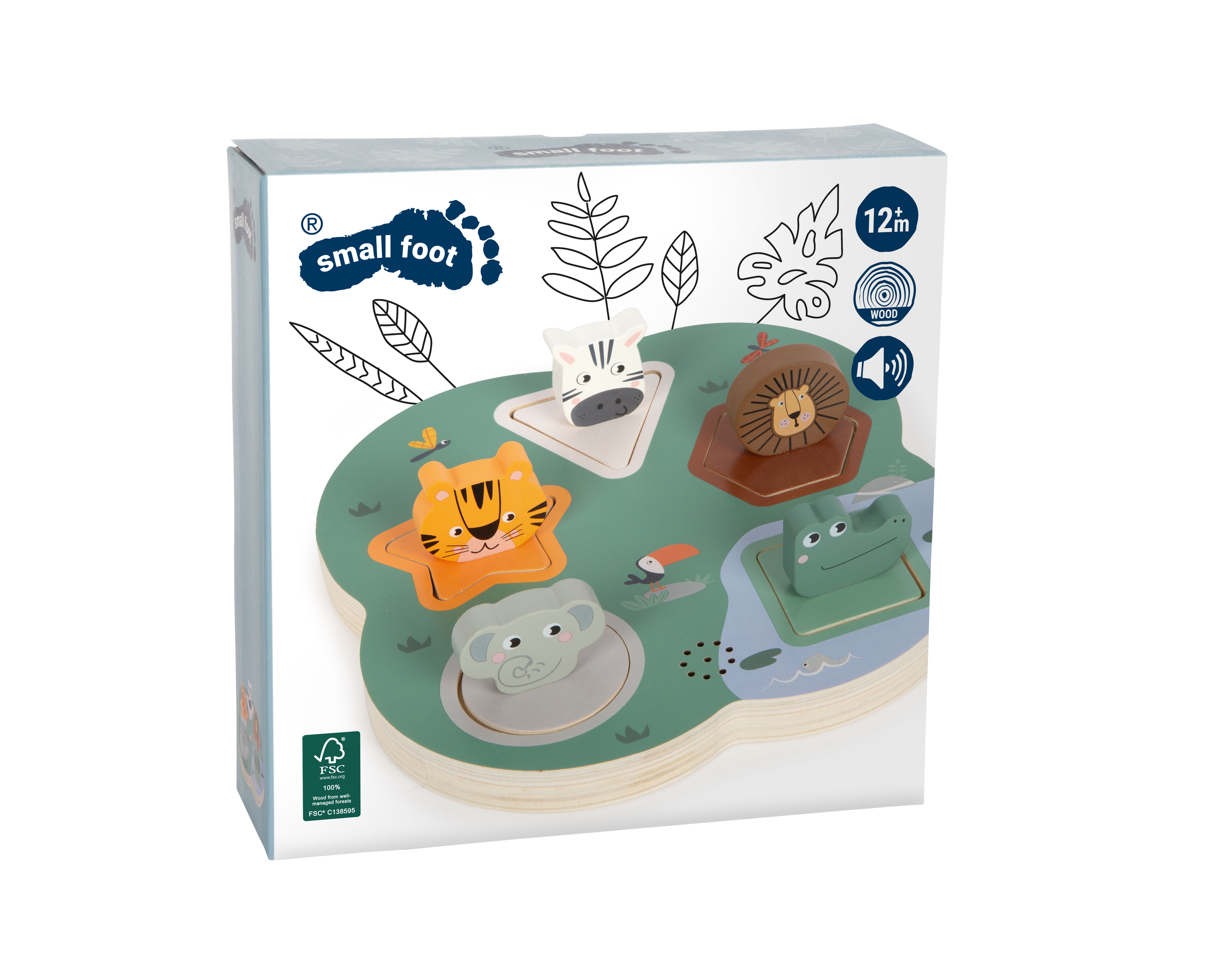 Setzpuzzle 3D Tierlaute Safari in der Verpackung