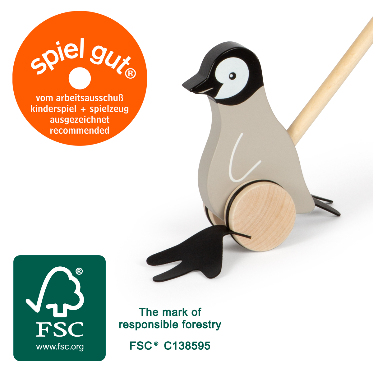 Schiebetier Pinguin für Kinder