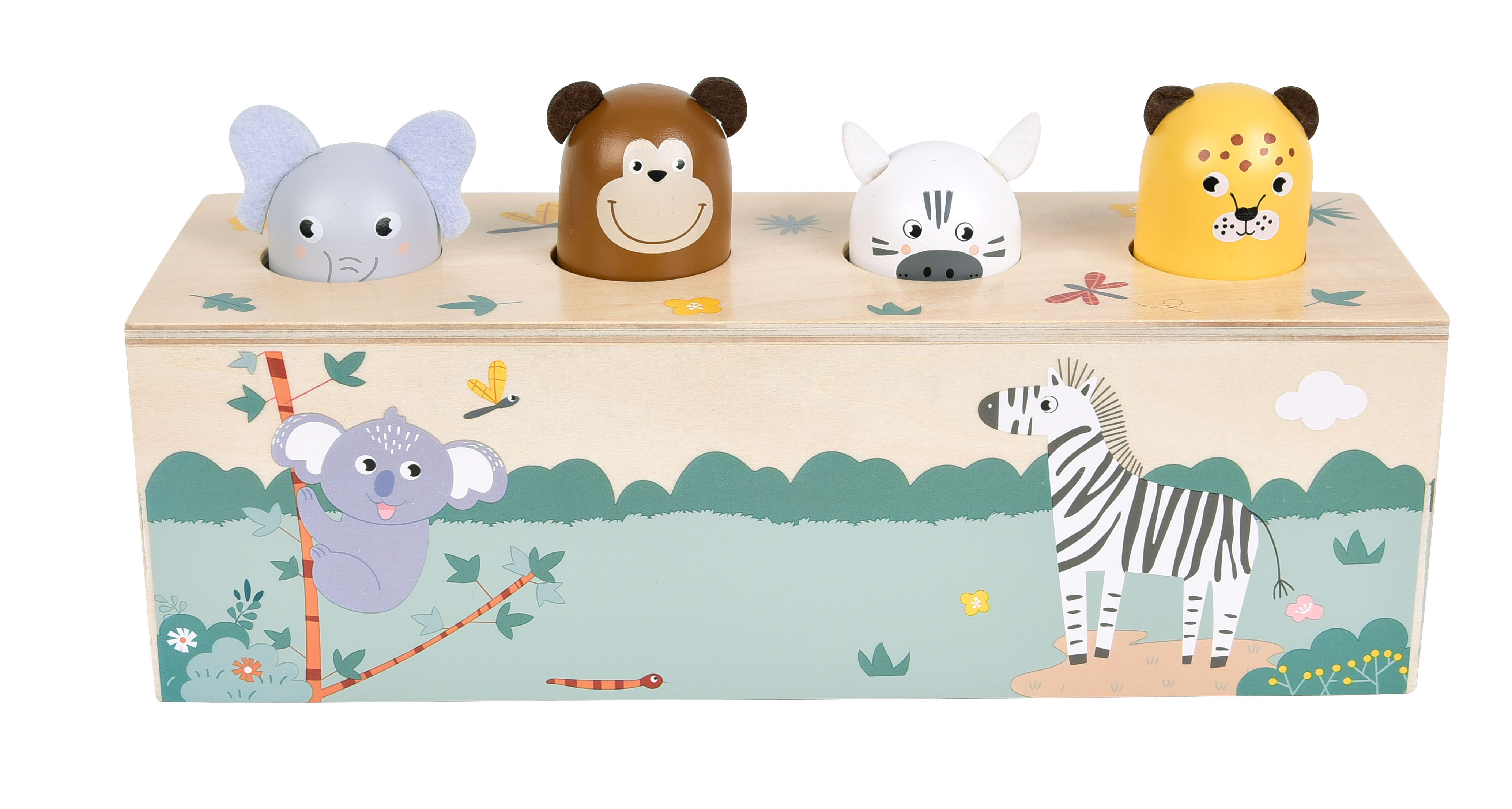Drückspiel Tierlaute Safari mit Koala-, Zebra- und weiteren Tiermotiven
