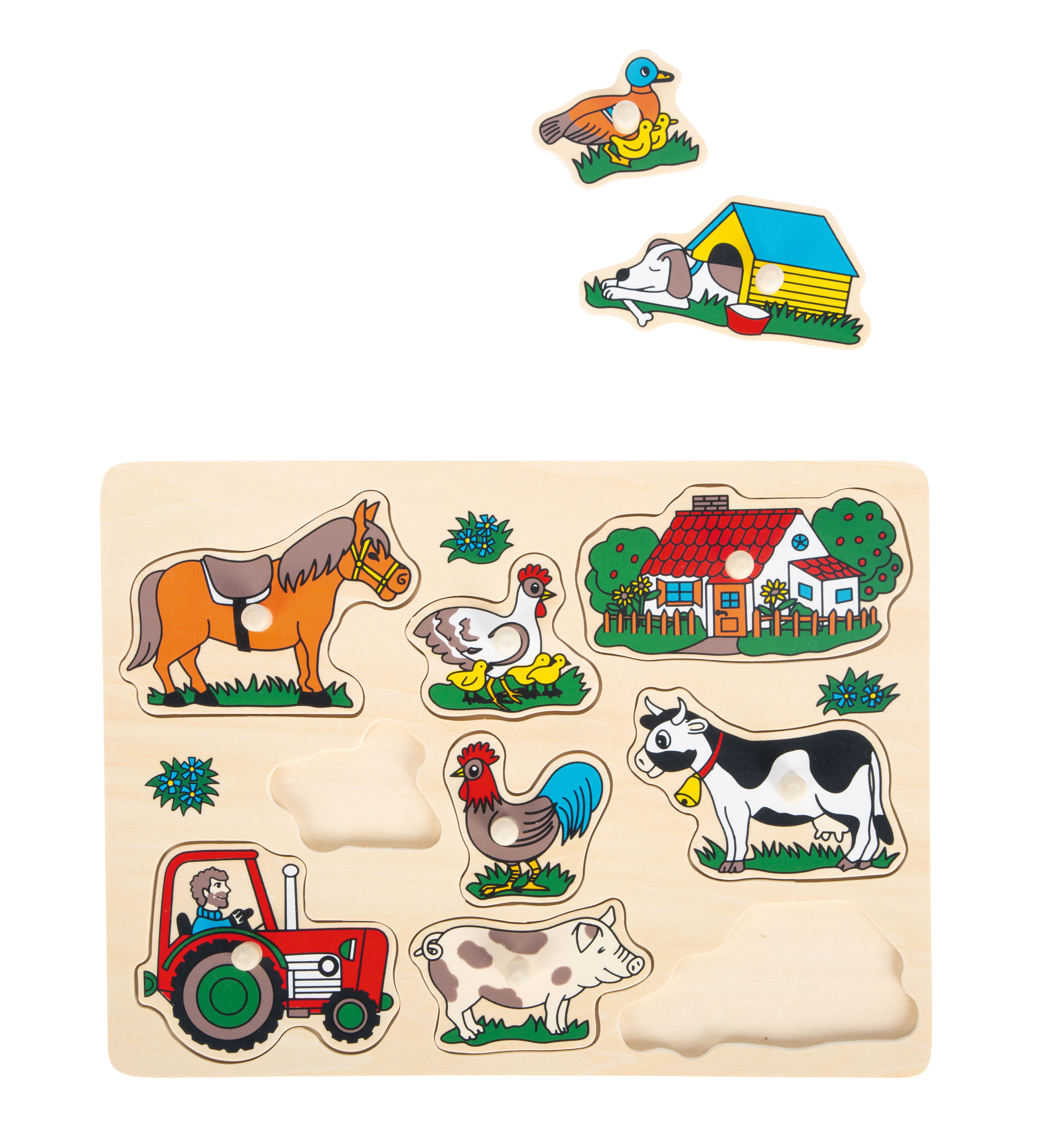 Setzpuzzle Baürei Pferd Kuh Traktor Ente Haus Schwein