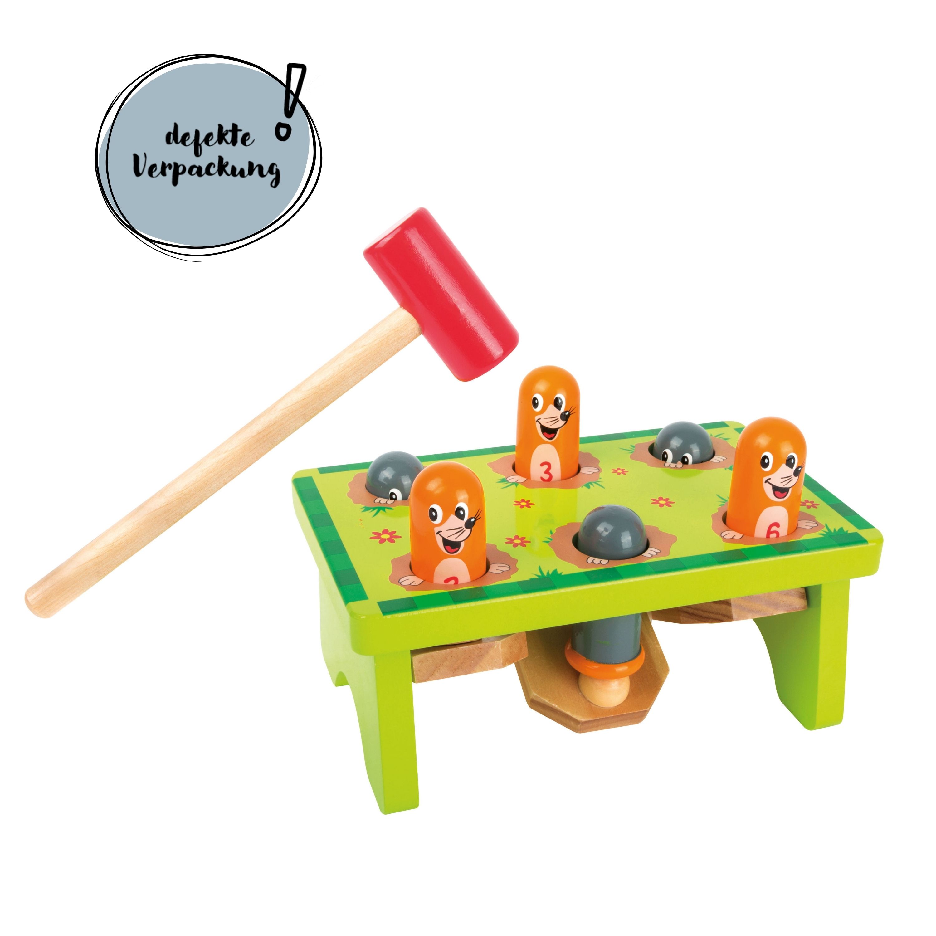 Klopfspiel Maulwurf für Kinder mit defekter Verpackung