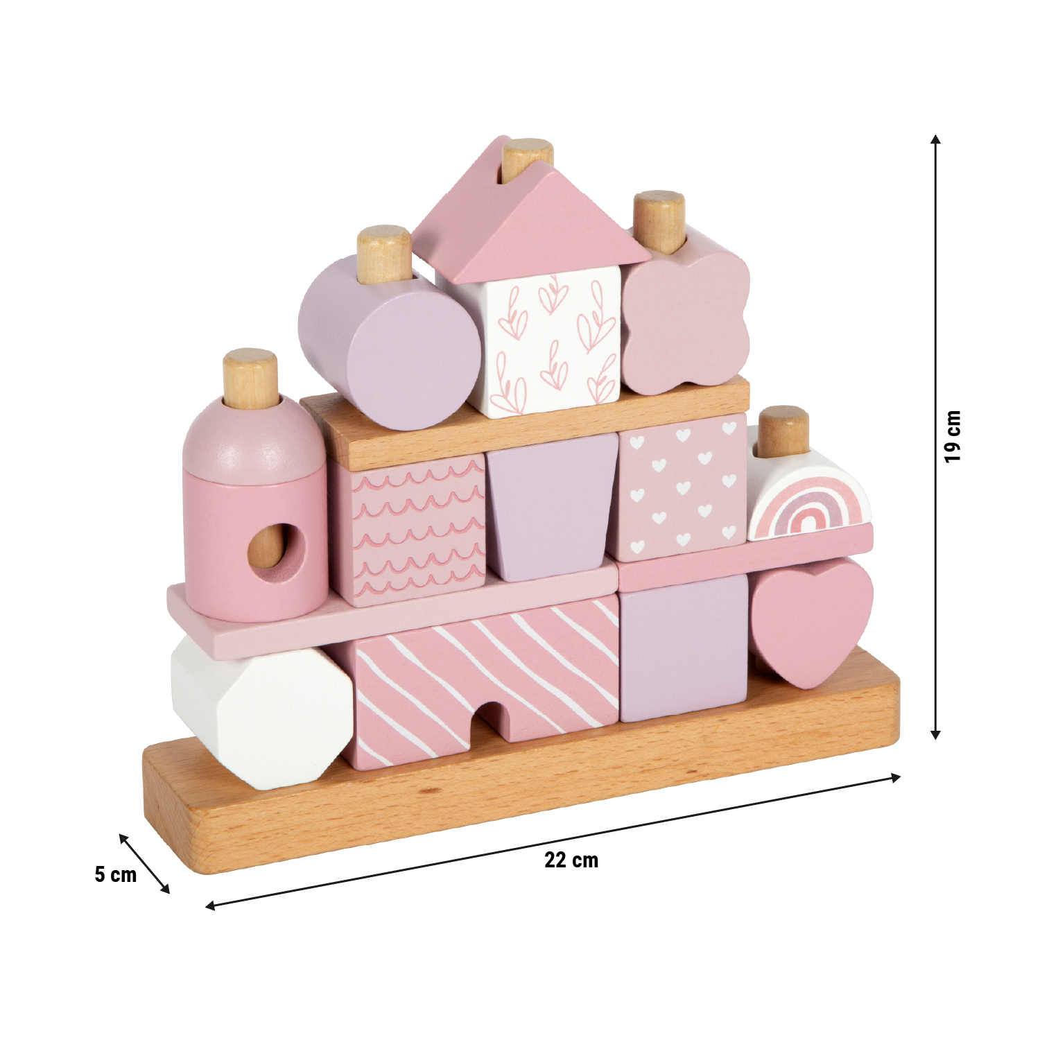 Stapelhaus rosa Größenskizze