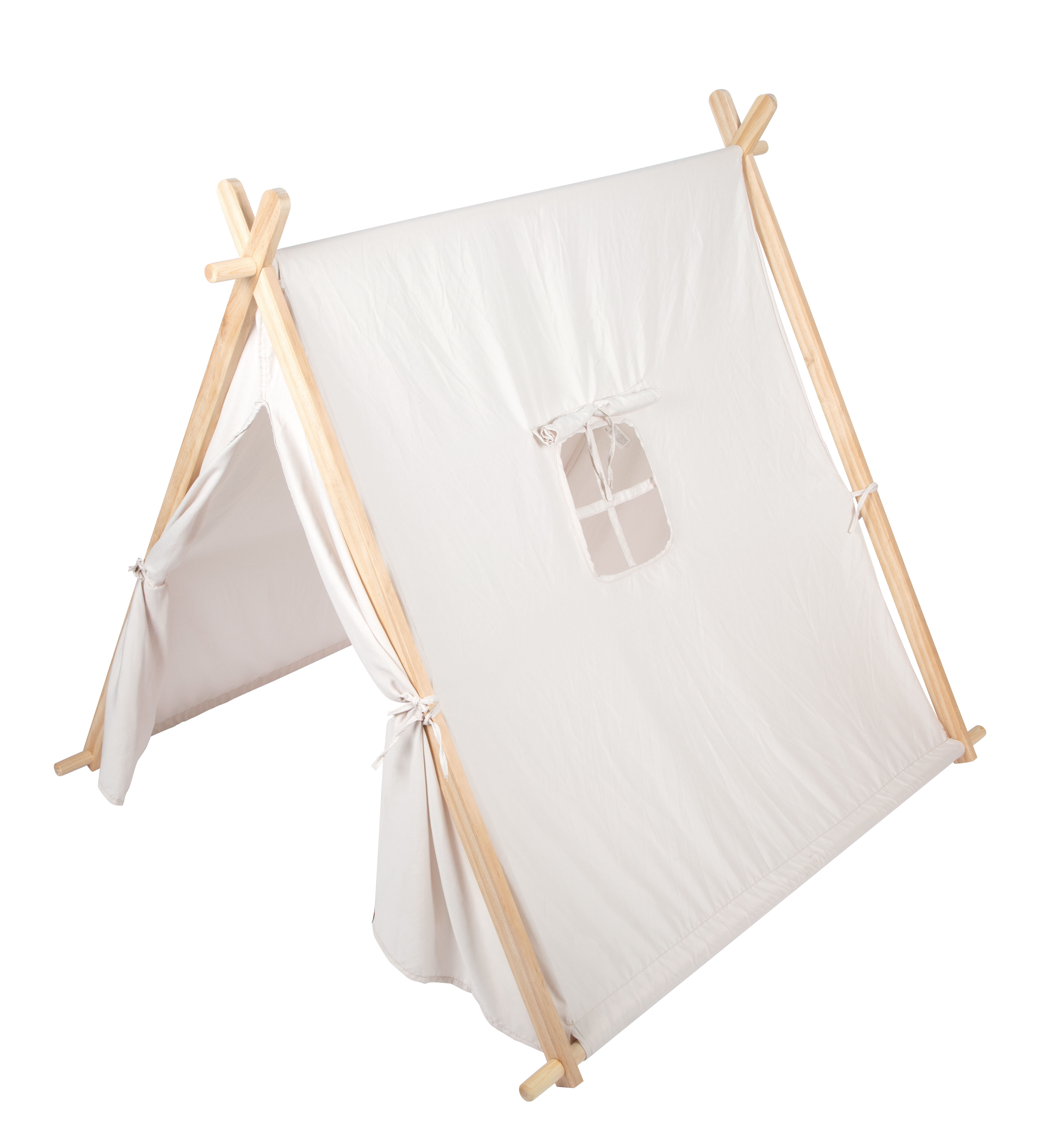 Spielzelt naturweiß schräg, Fenster offen