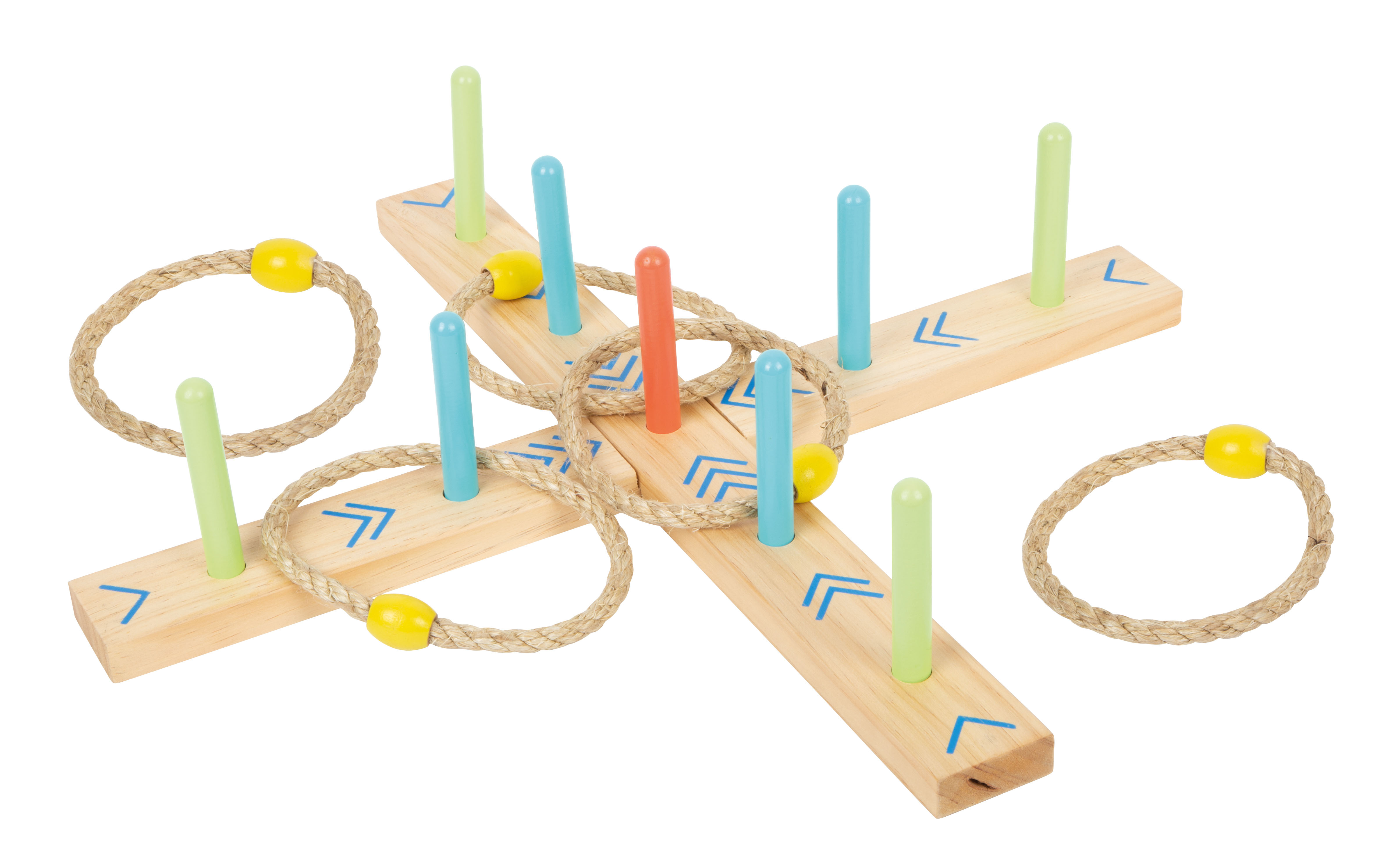 Ringwurfspiel aus Holz mit fünf Ringen
