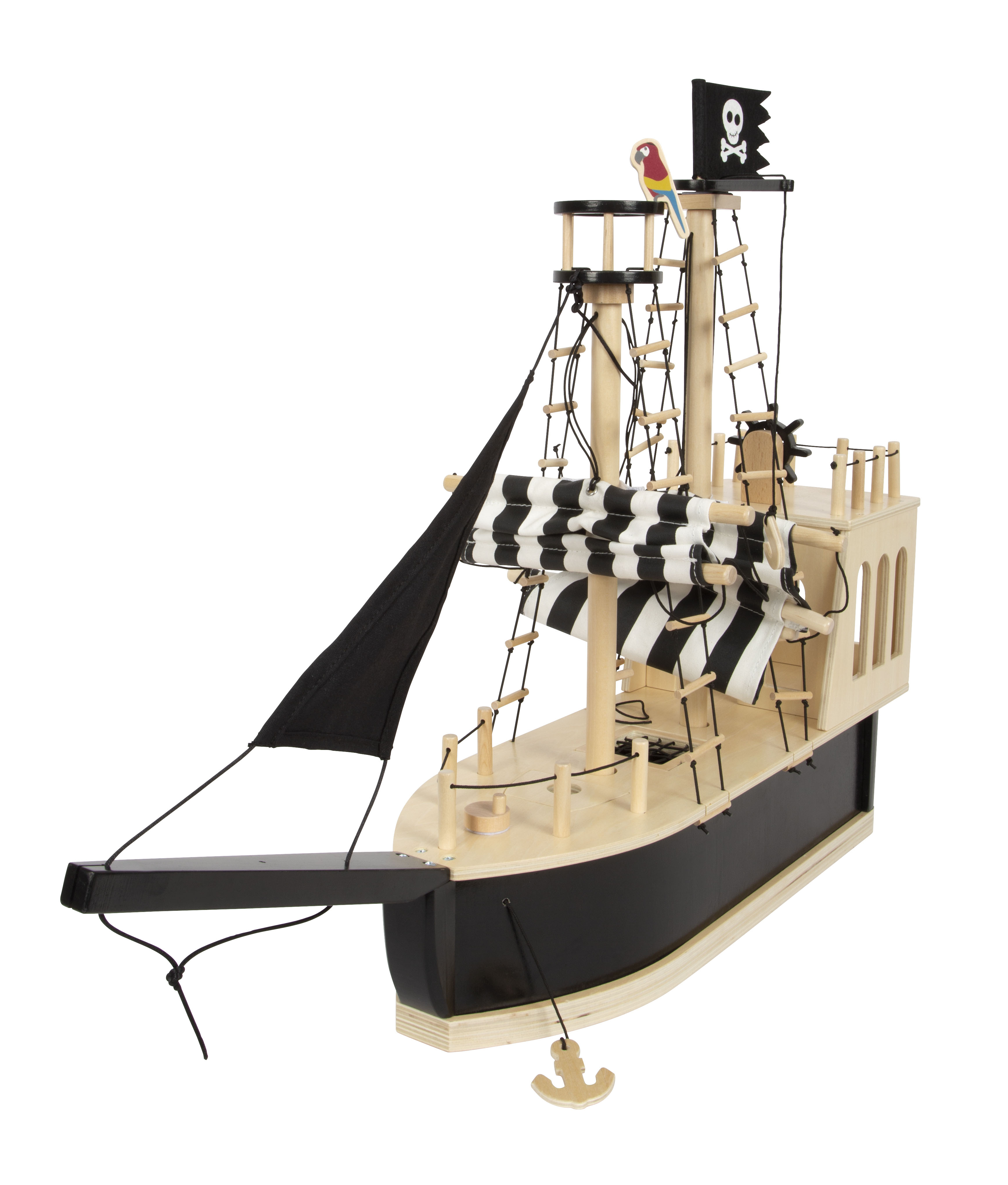 Holz-Piratenschiff mit Zubehör zum Spielen