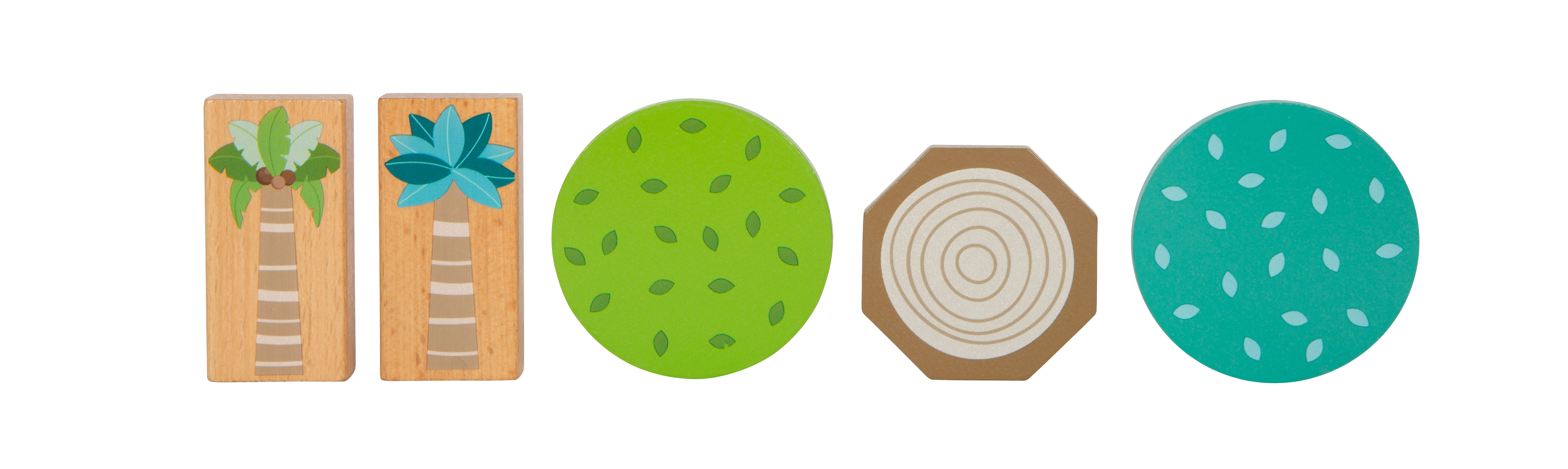 Palmen-Scheiben aus Holz als Bausteine