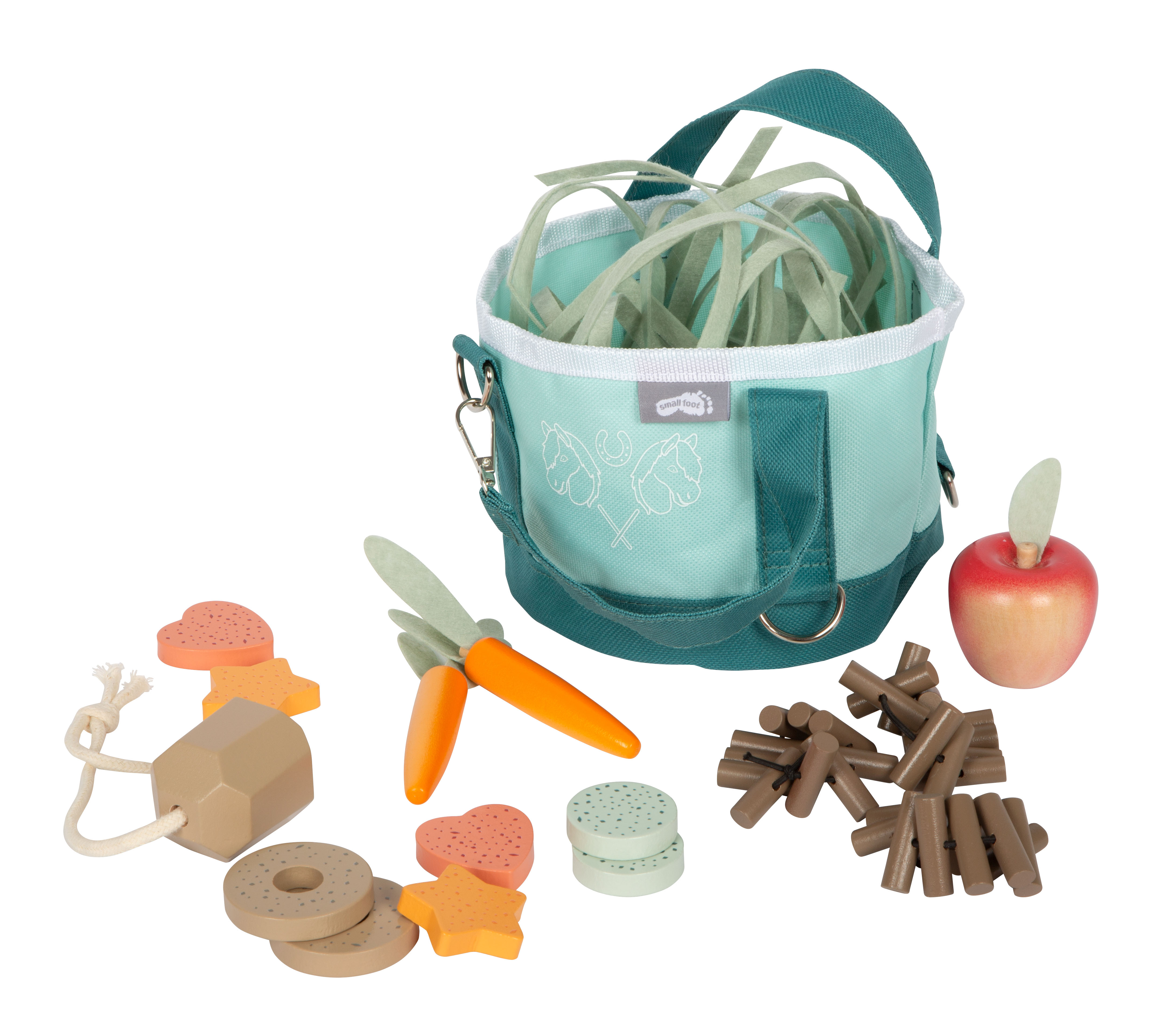 Pferdefutter Spielset mit Tasche und Futter aus Holz