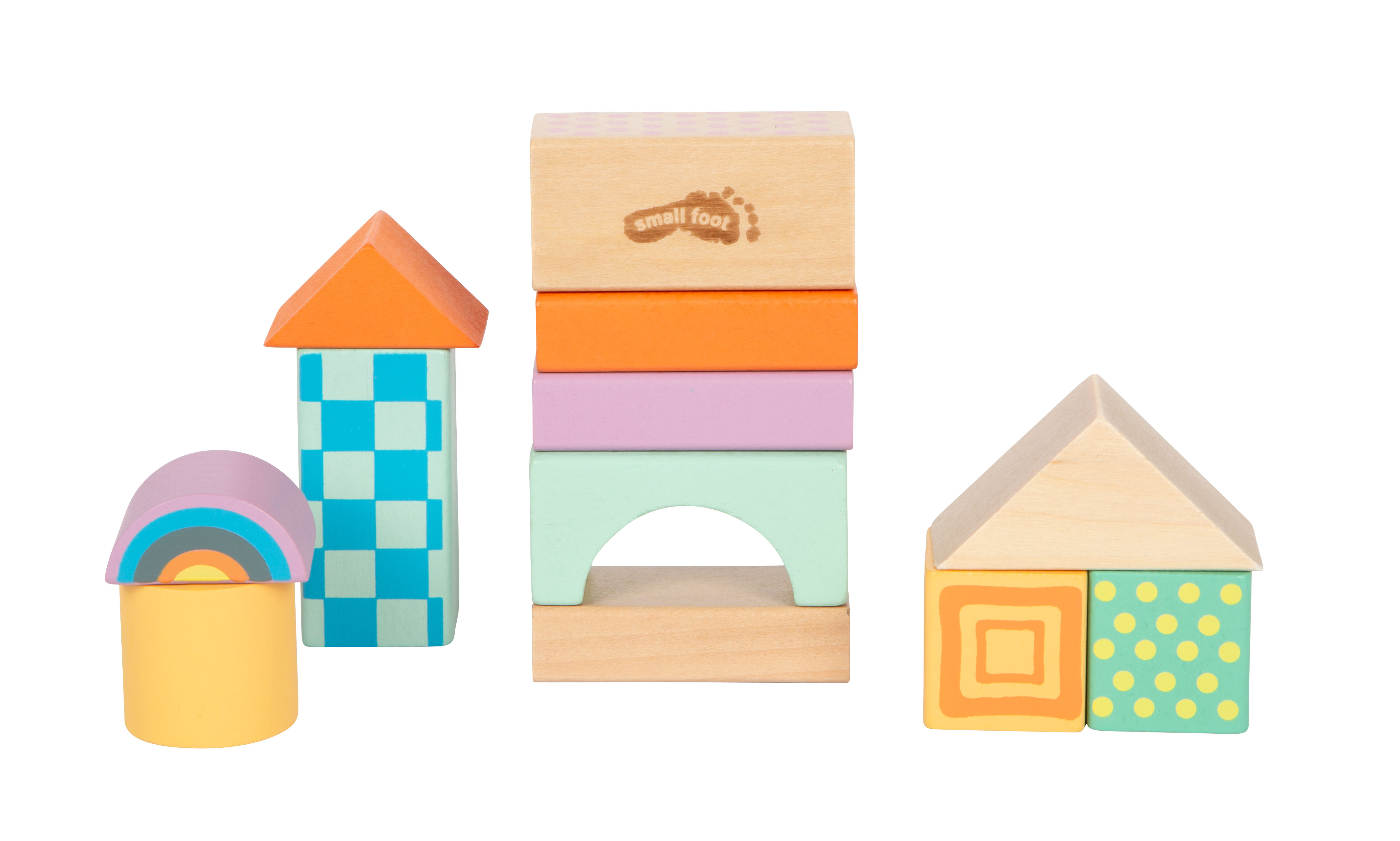 Pastellfarbene Holzbauklötze für Kinder