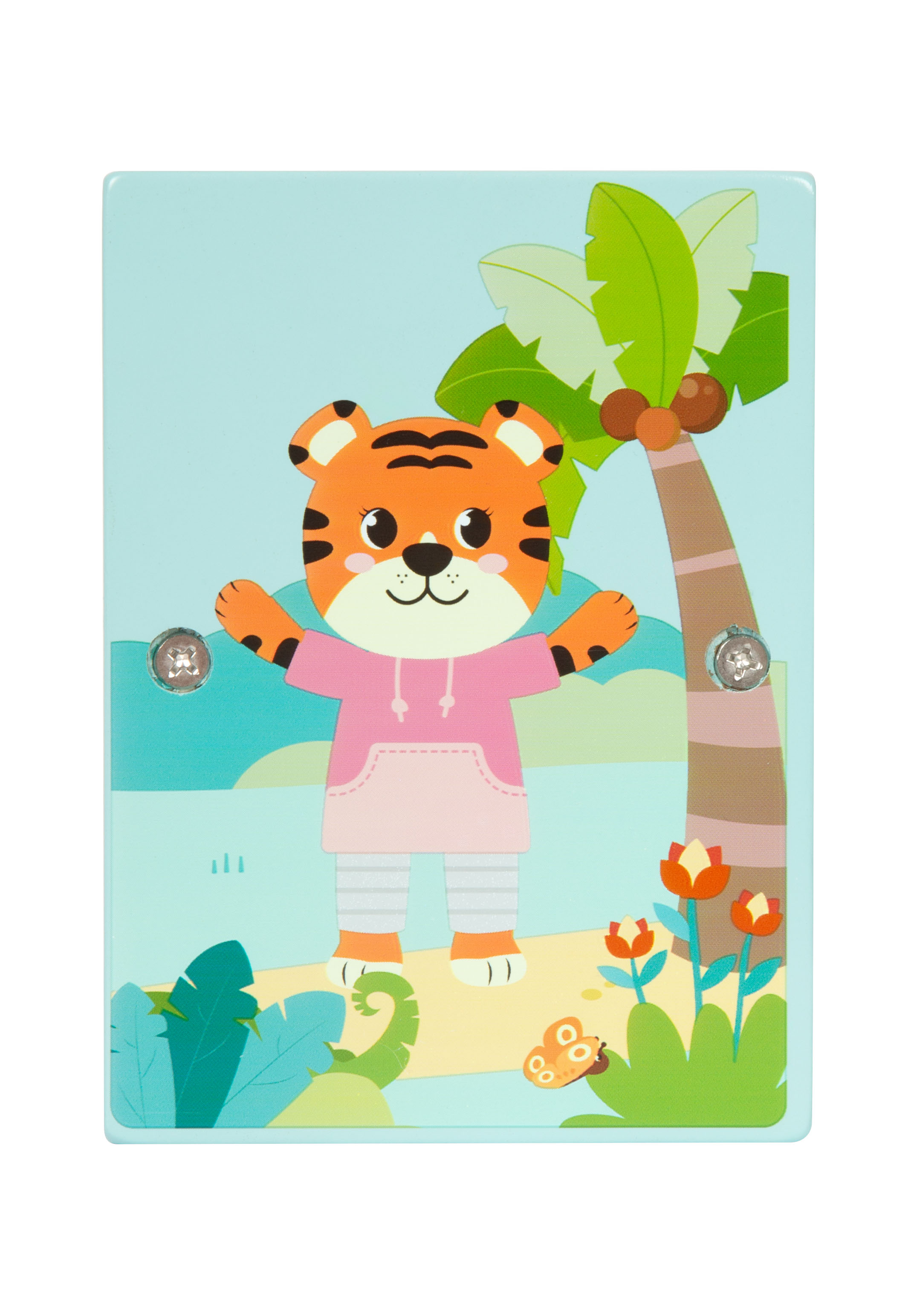 Klopfbank Jungle: Tiger mit Palmenmotiv