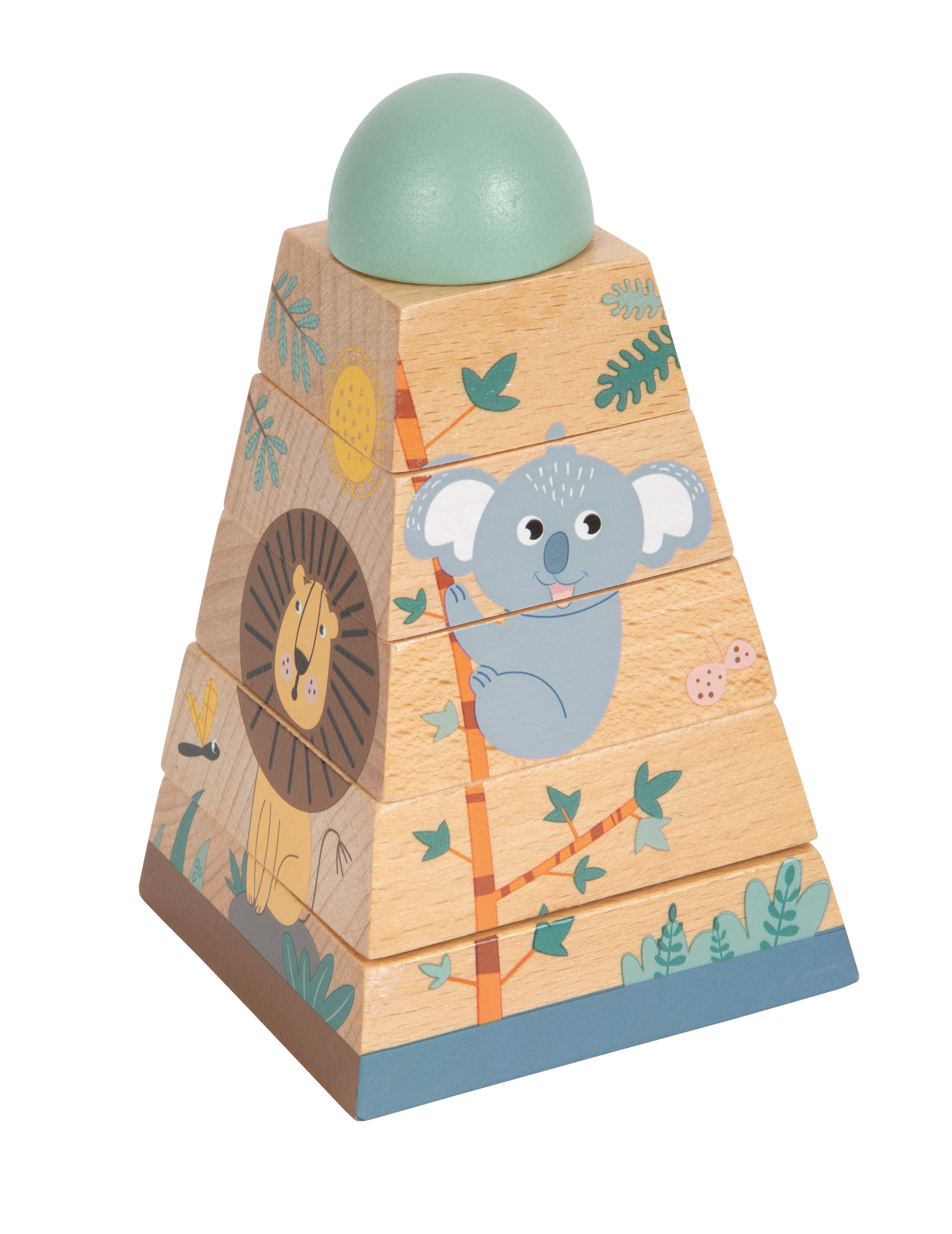 Stapelturm aus Holz für Kinder mit Safari-Tieren