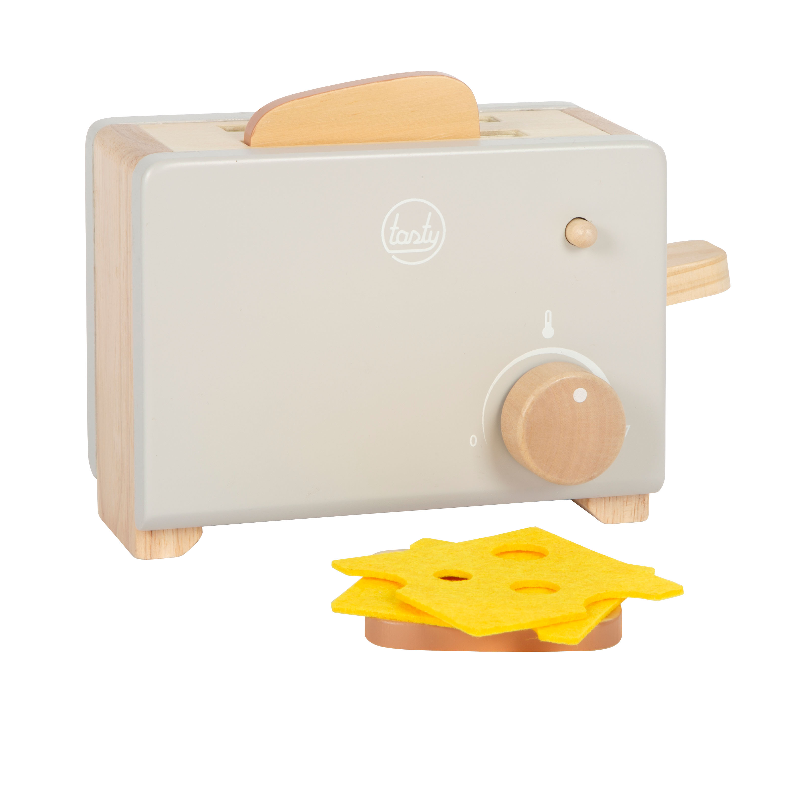 Toast in Toaster und mit Käsescheiben