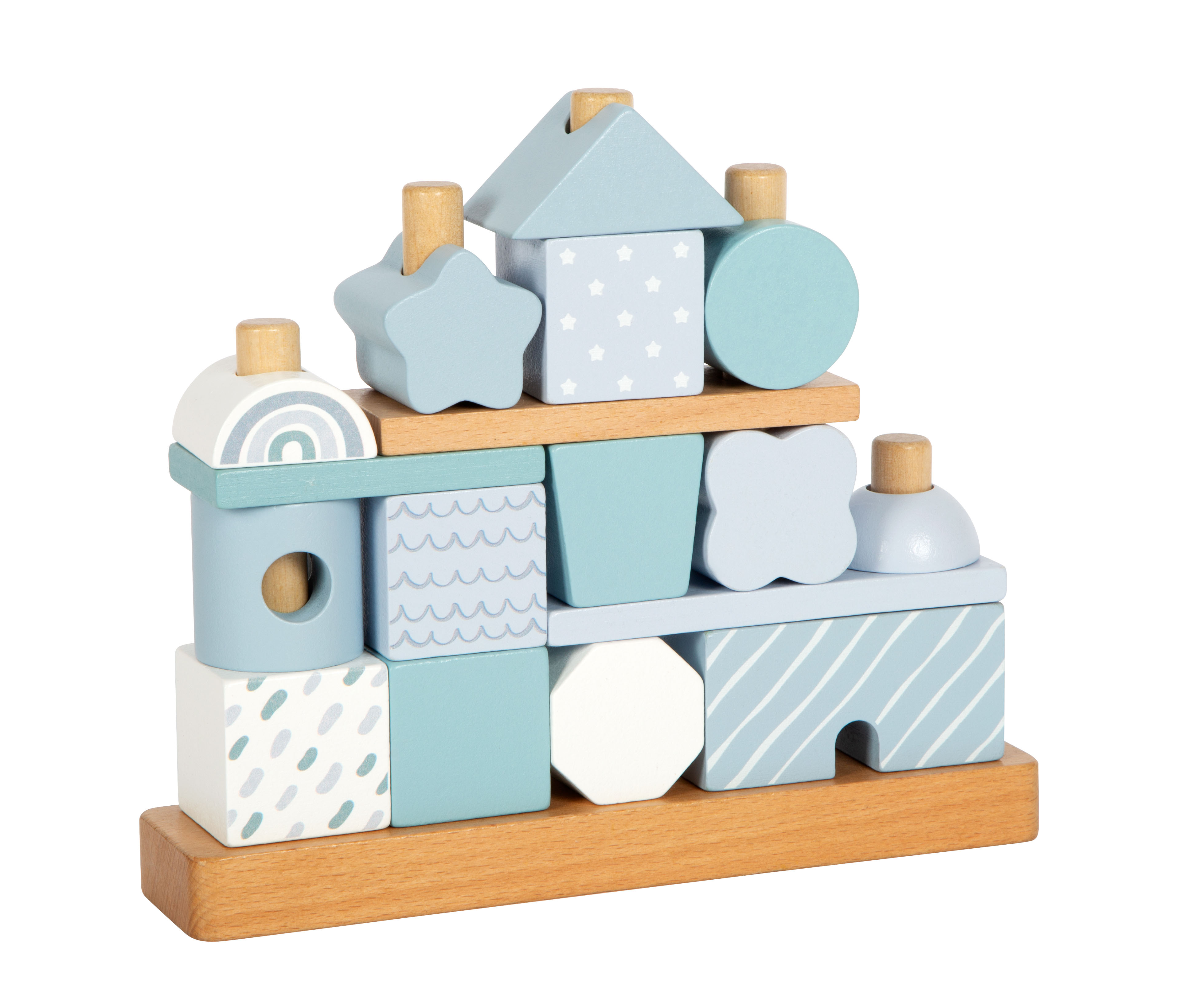 Stapelhaus Blau verschiedene Stapelungen