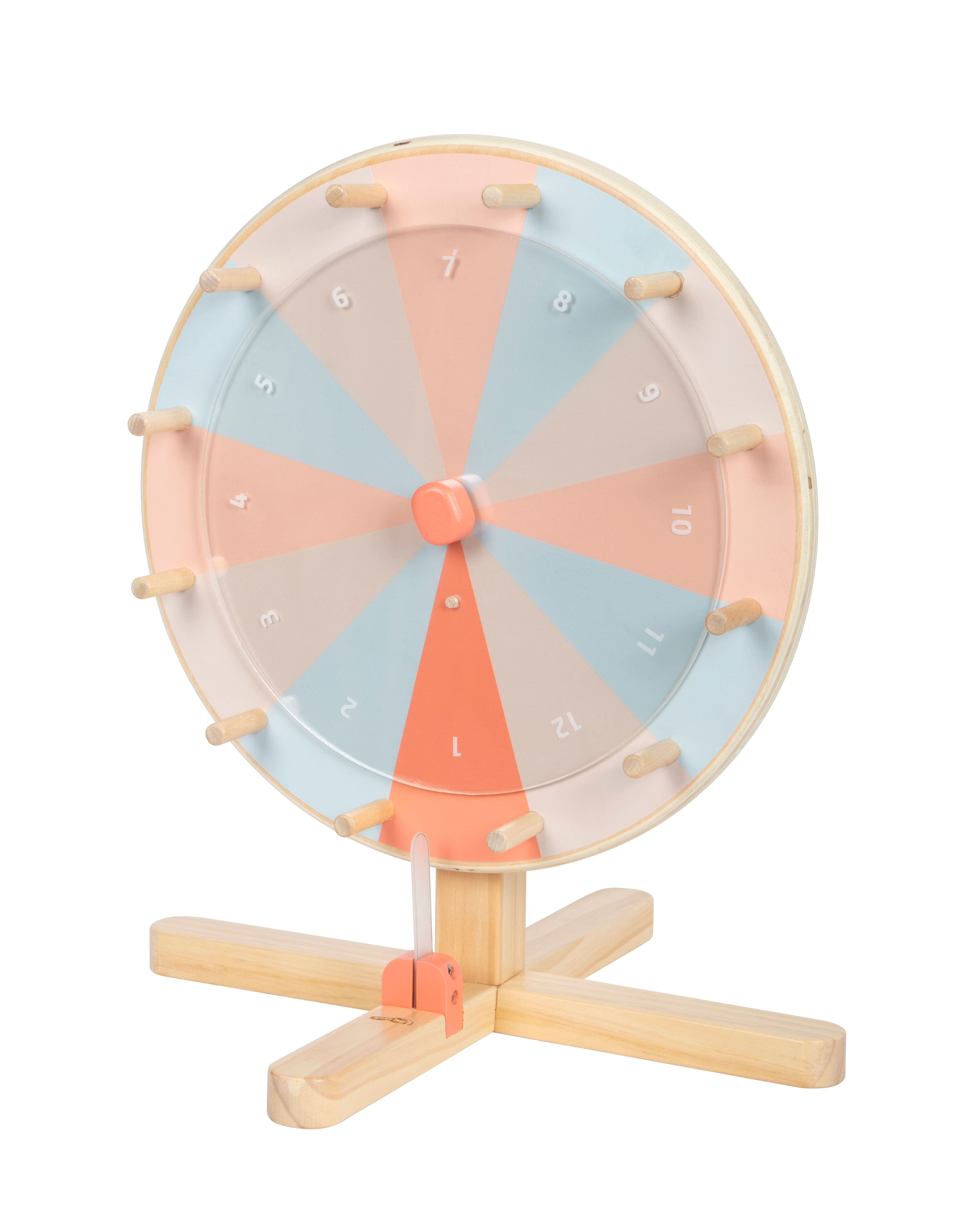 Glücksrad mit Zahlen eins bis zwölf