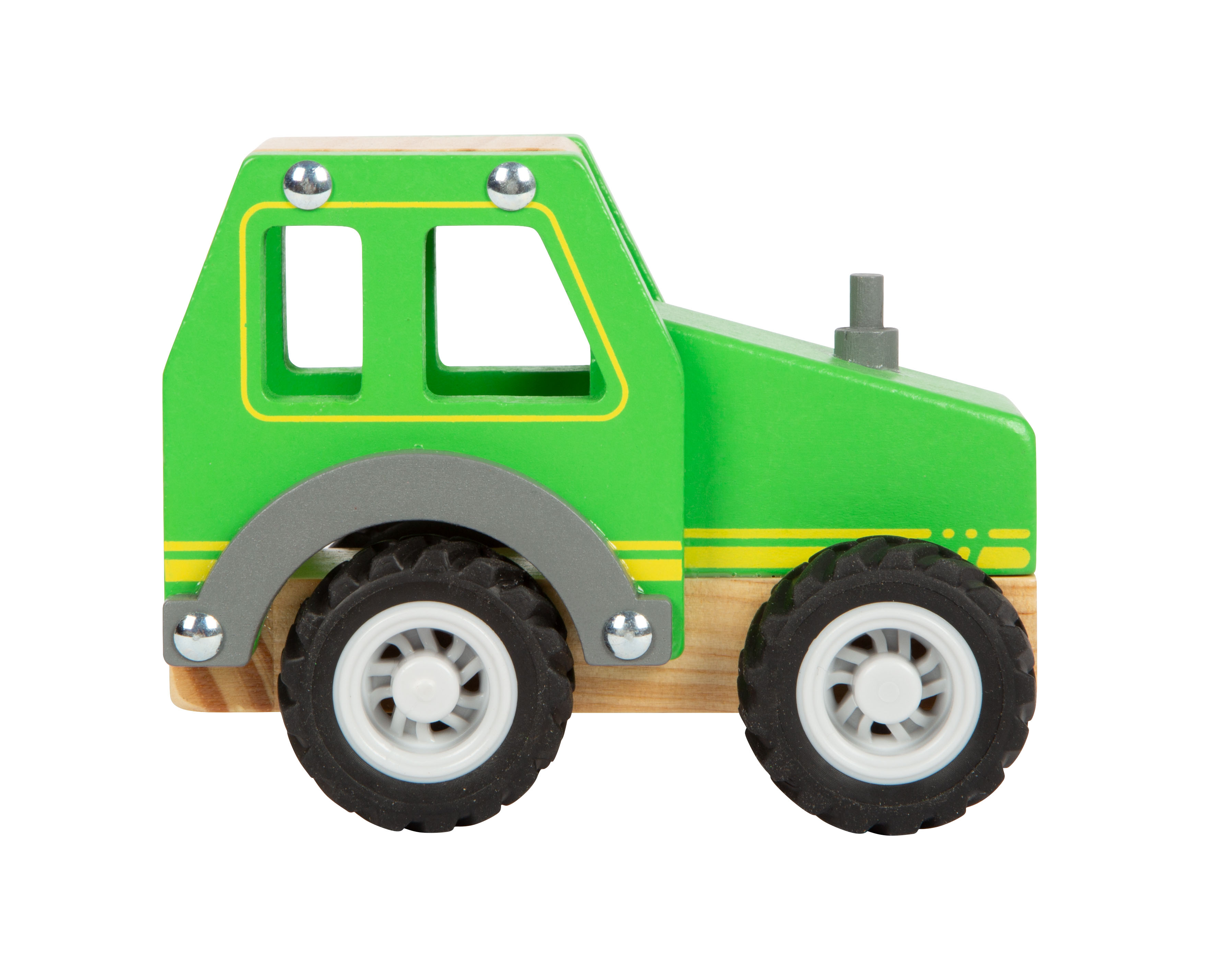 Grüner Spielzeugtrecker aus Holz