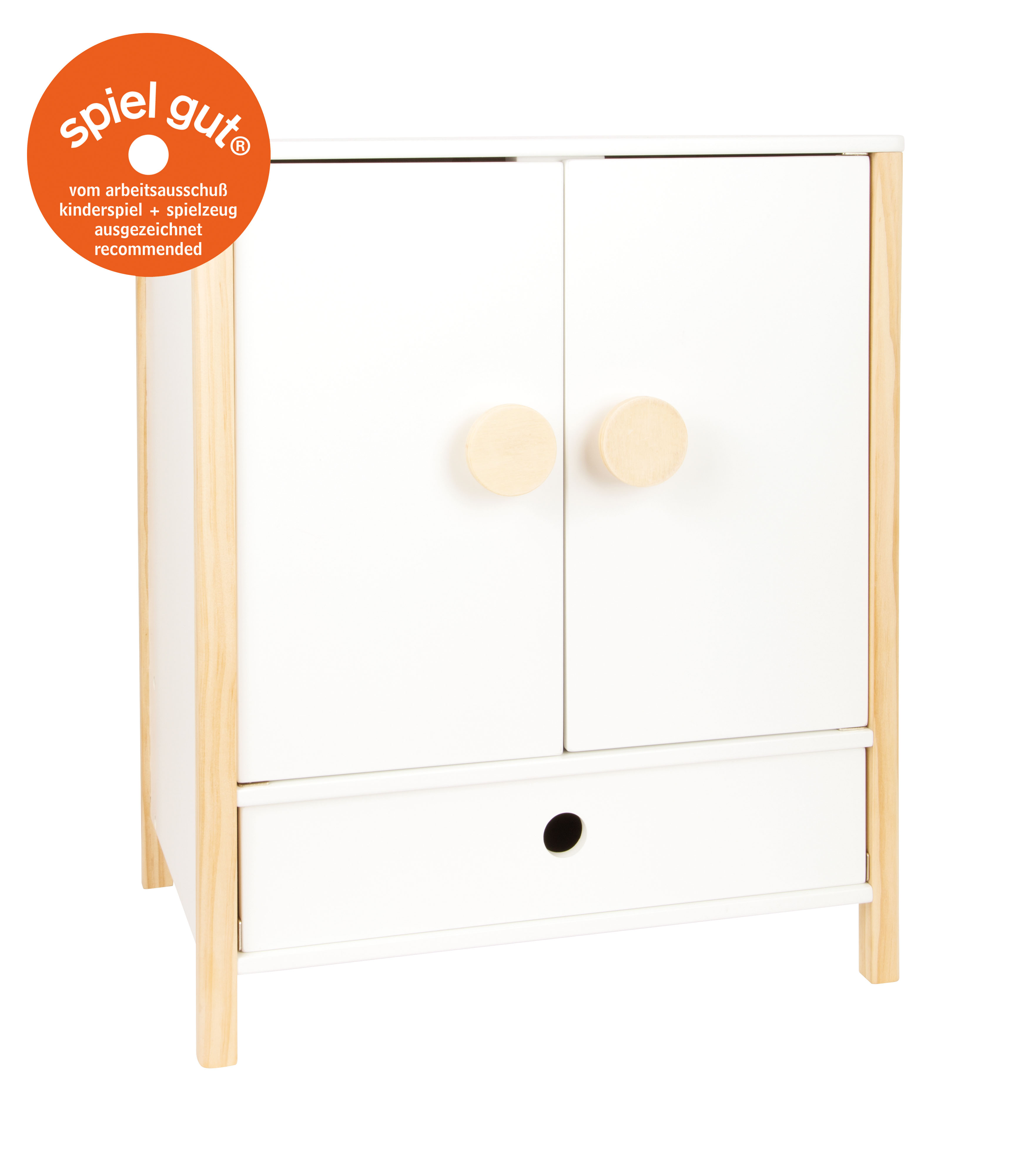 Weißer Kleiderschrank aus Holz für Puppen