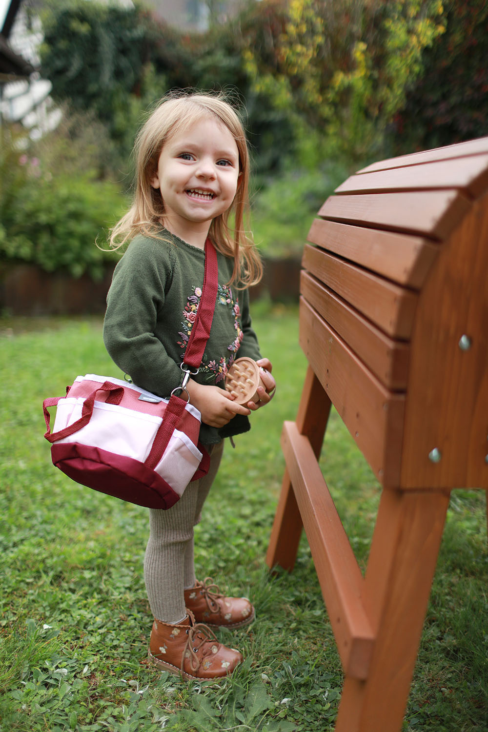 Bank, Handtasche, Gras, Photographie, Holz