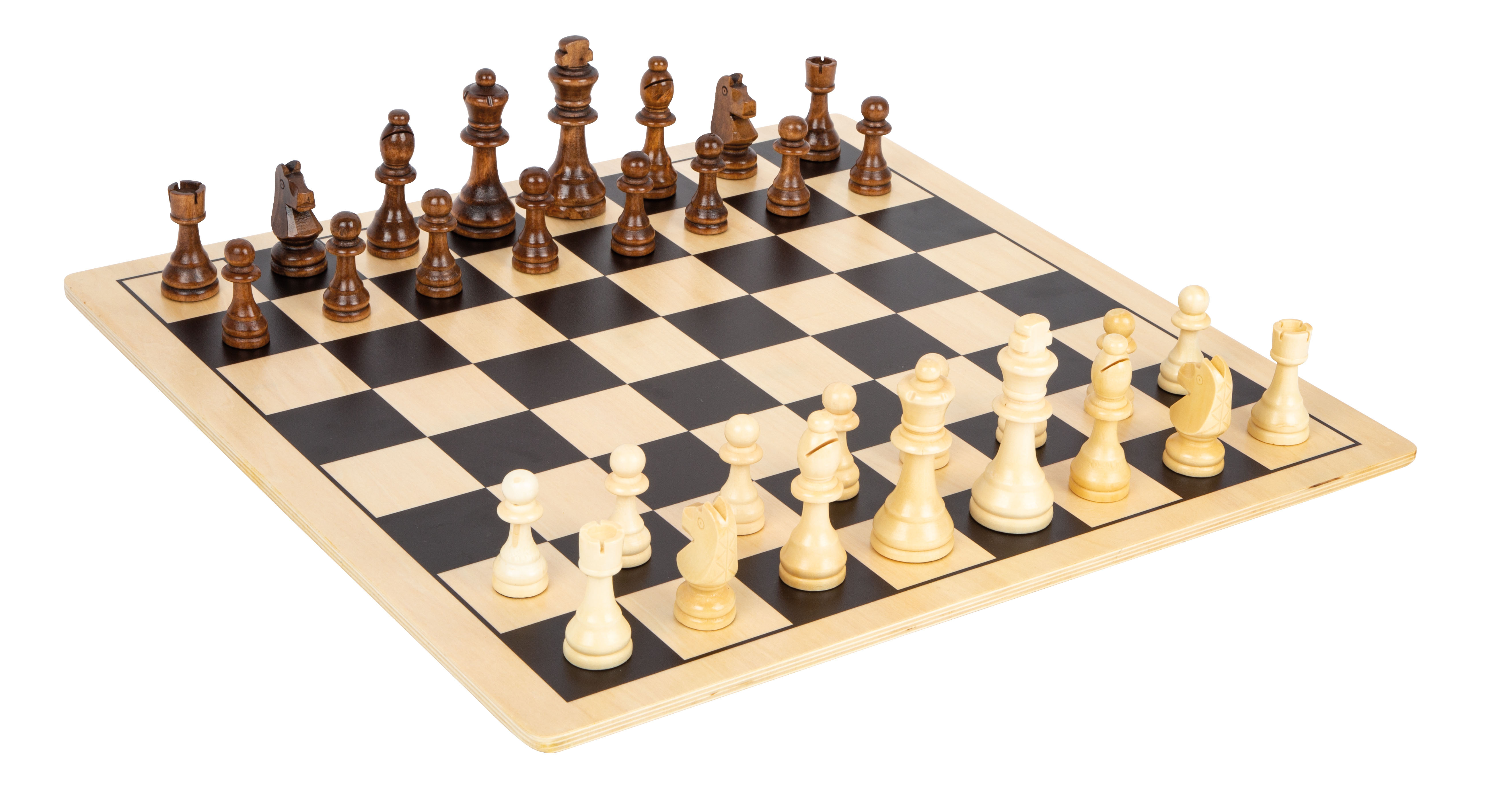 Schachbrett aus Holz mit Spielfiguren