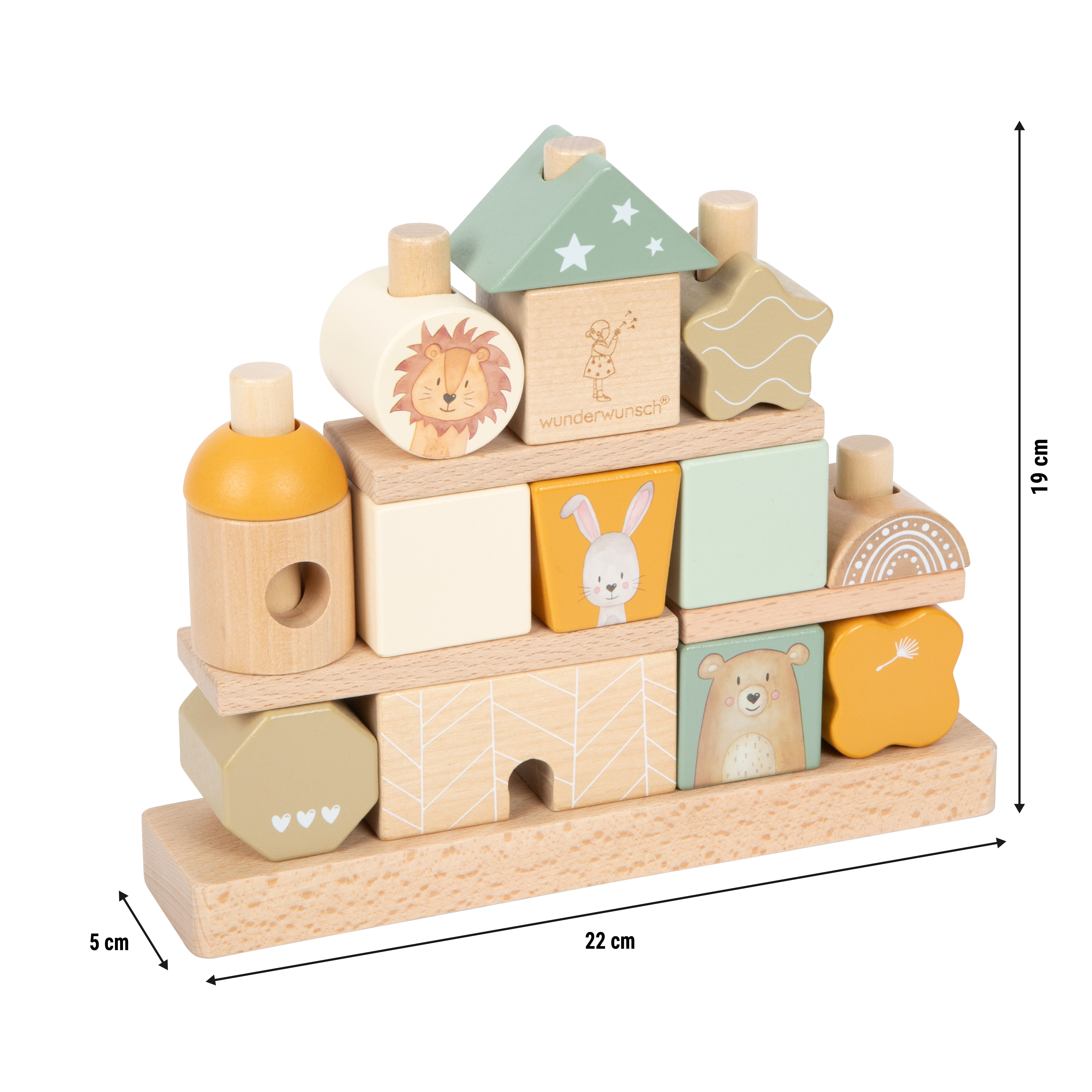 Maßstabsskizze von Steckspielzeug aus Holz