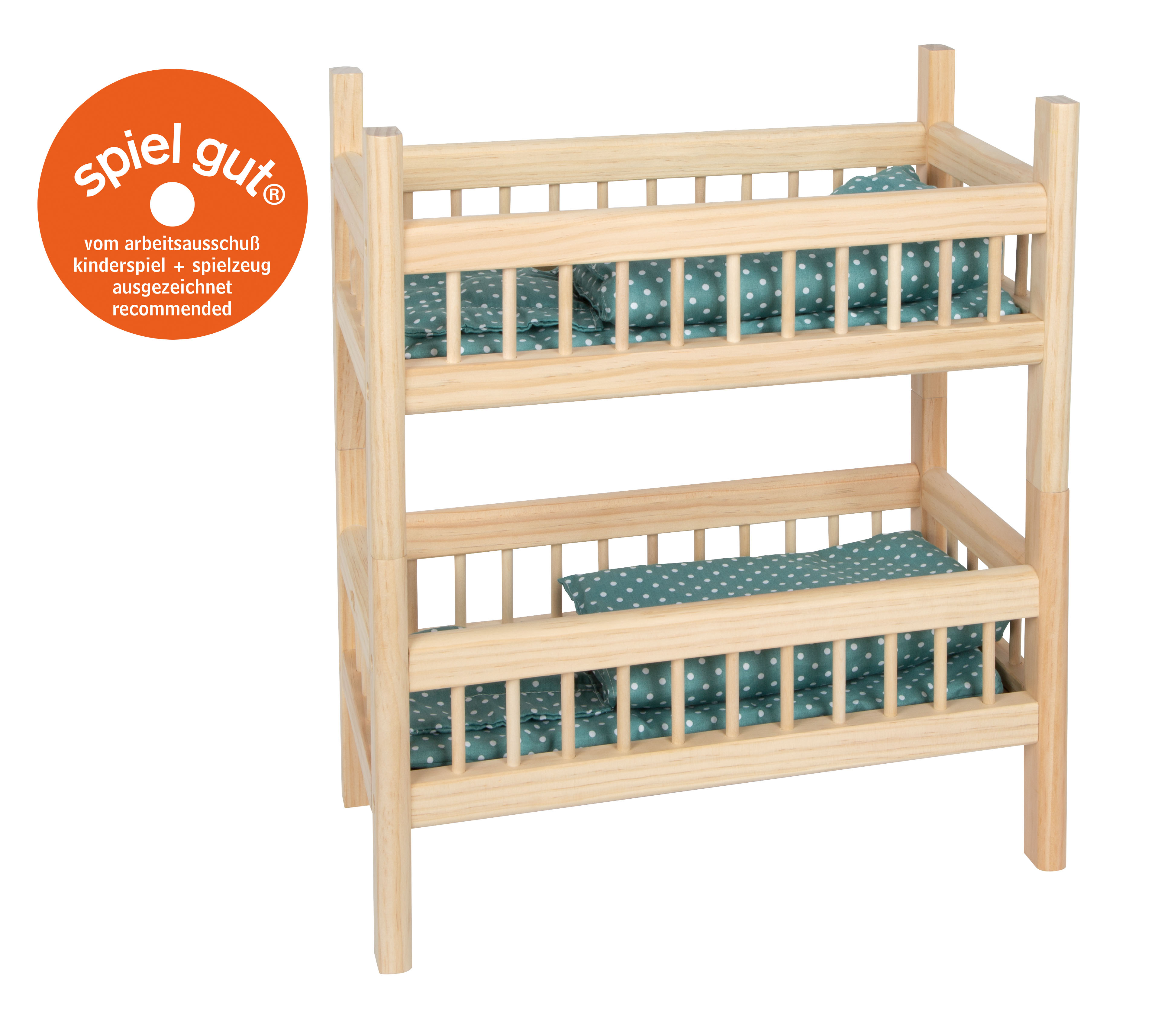 Kinderbett, Stockbett, Holz, Drei Etagen, Grün-Weiß Muster