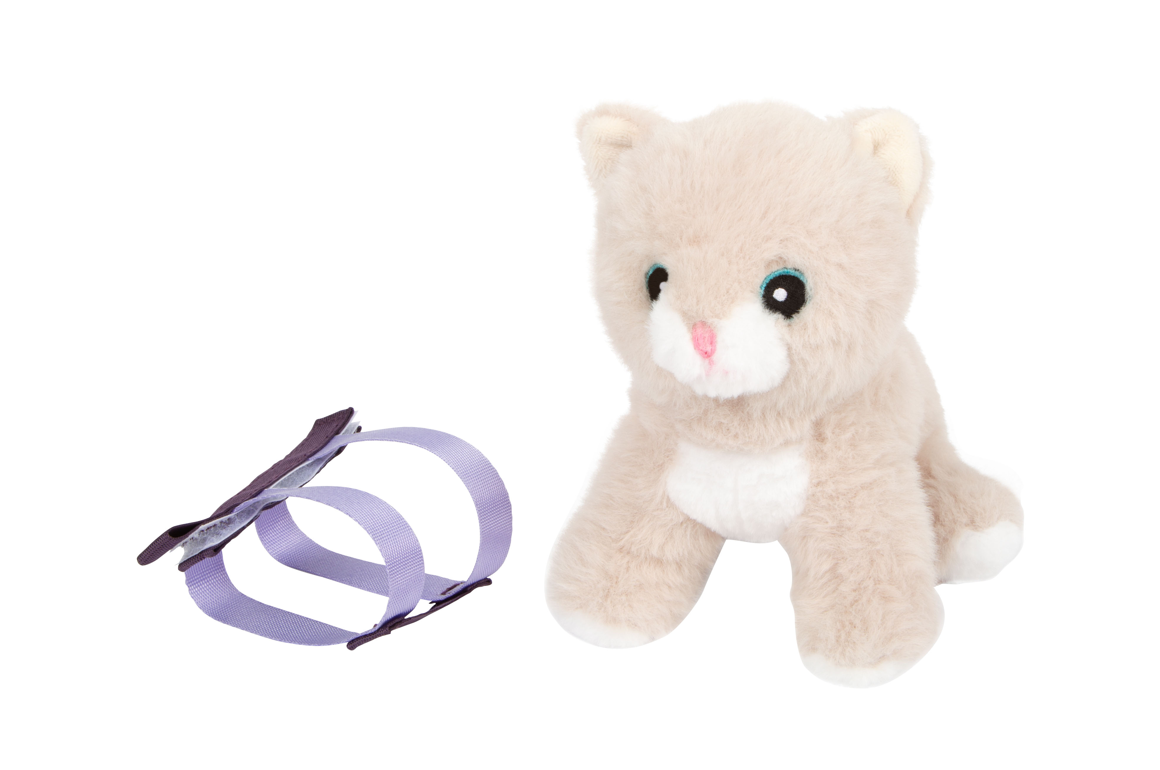 Katze mit Tasche und Pflegeset mit Katze beige Geschirr abnehmbar