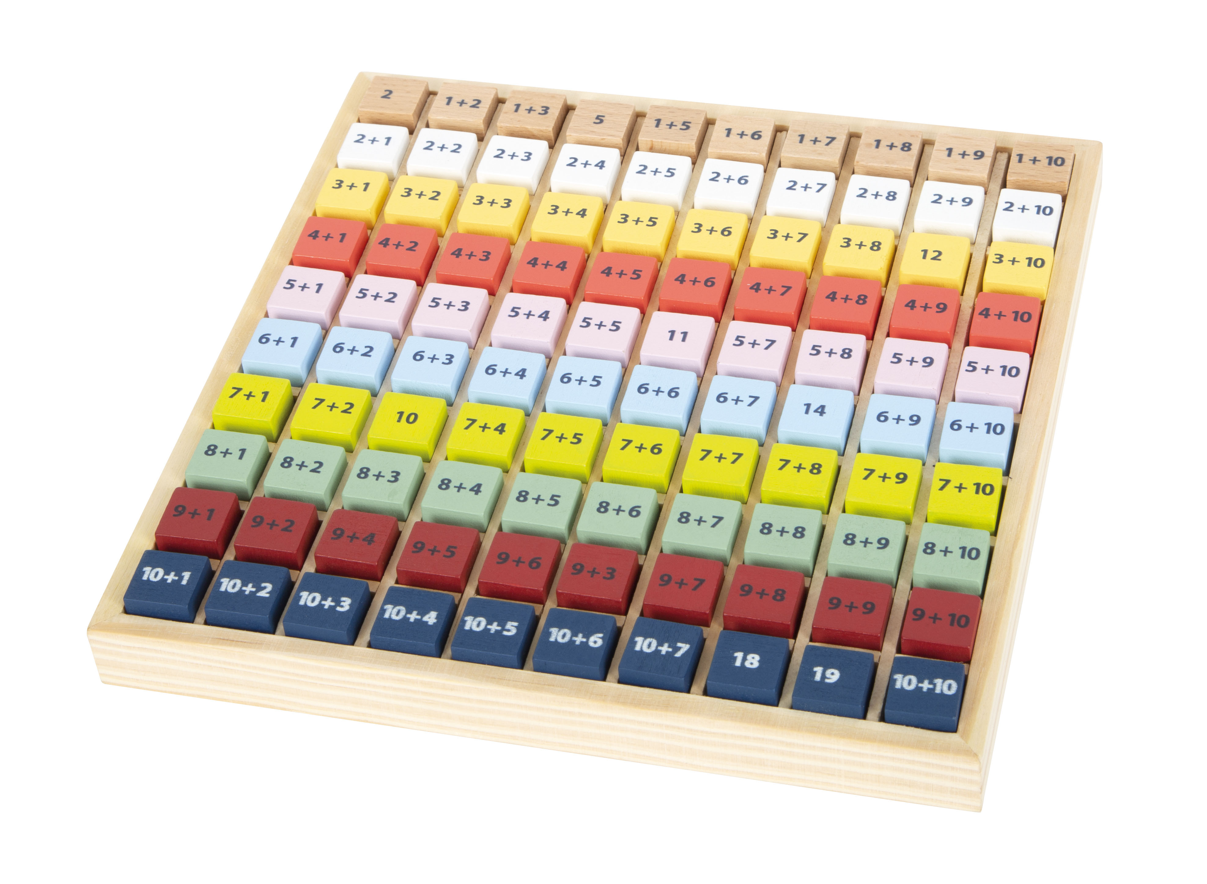 Gestapelte Holzwürfel mit Matheaufgaben