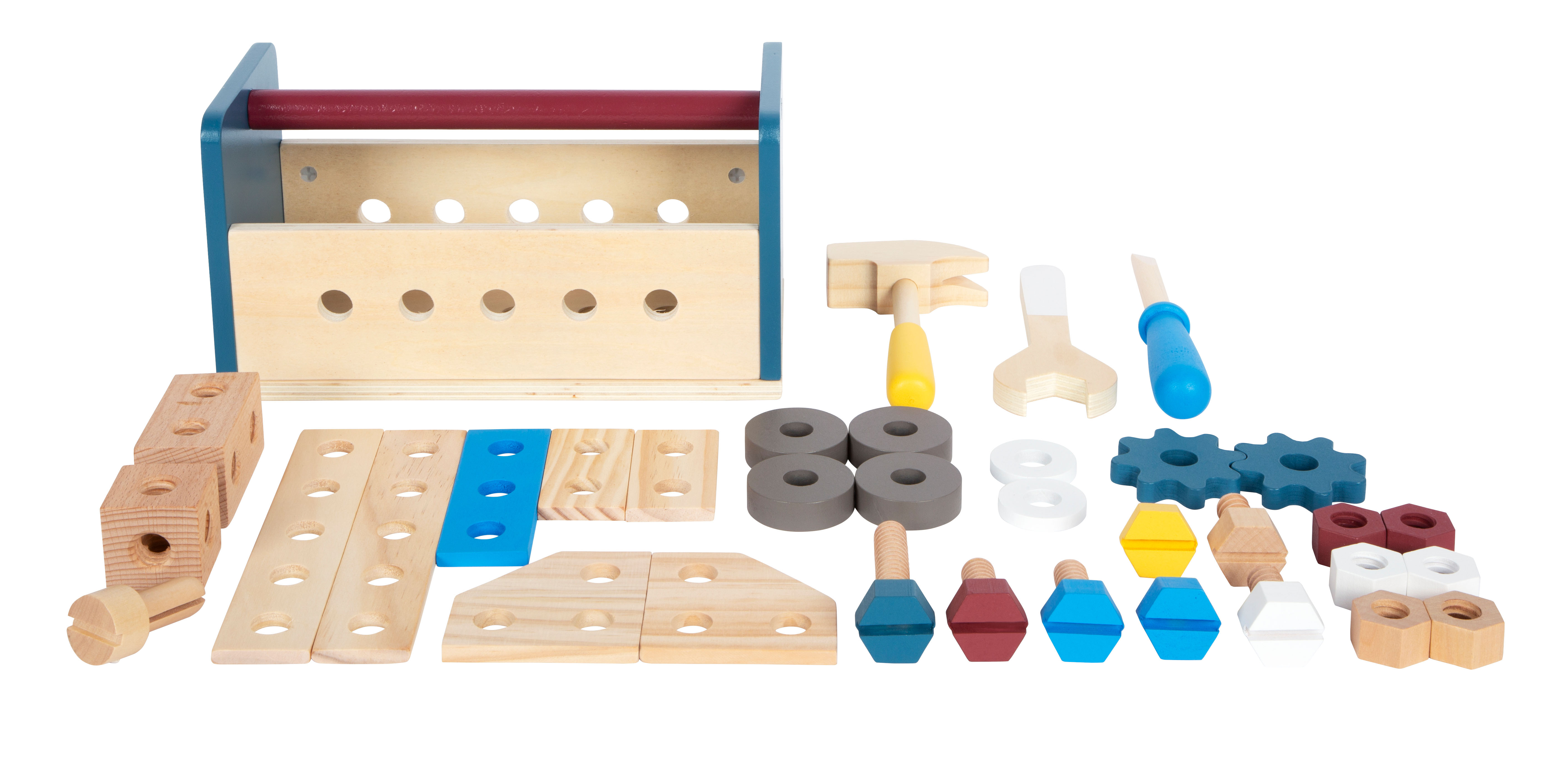 Holz-Werkzeugkasten für Kinder mit Zubehör