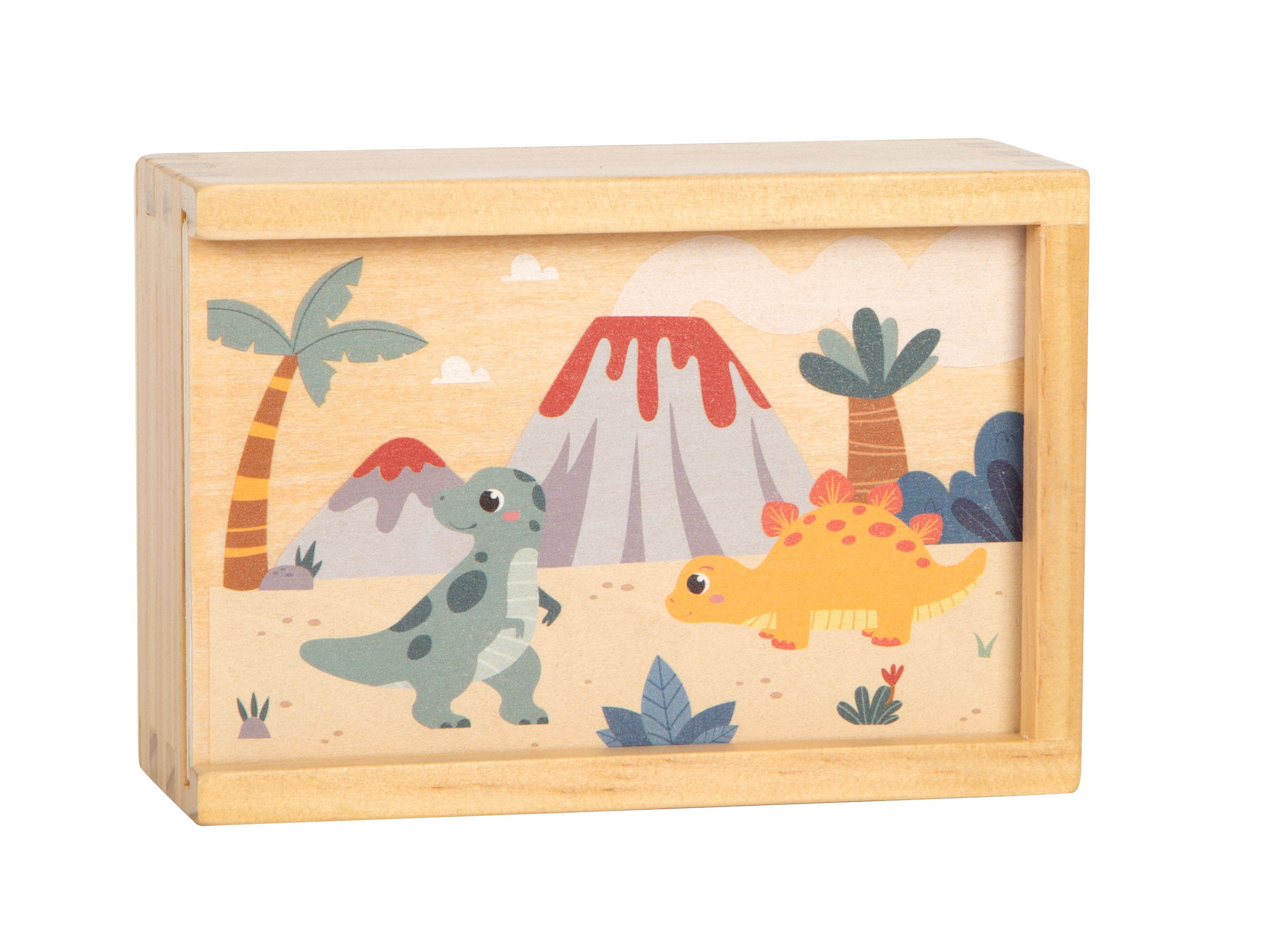 Holz-Kiste für Kinder mit Dinosauriern