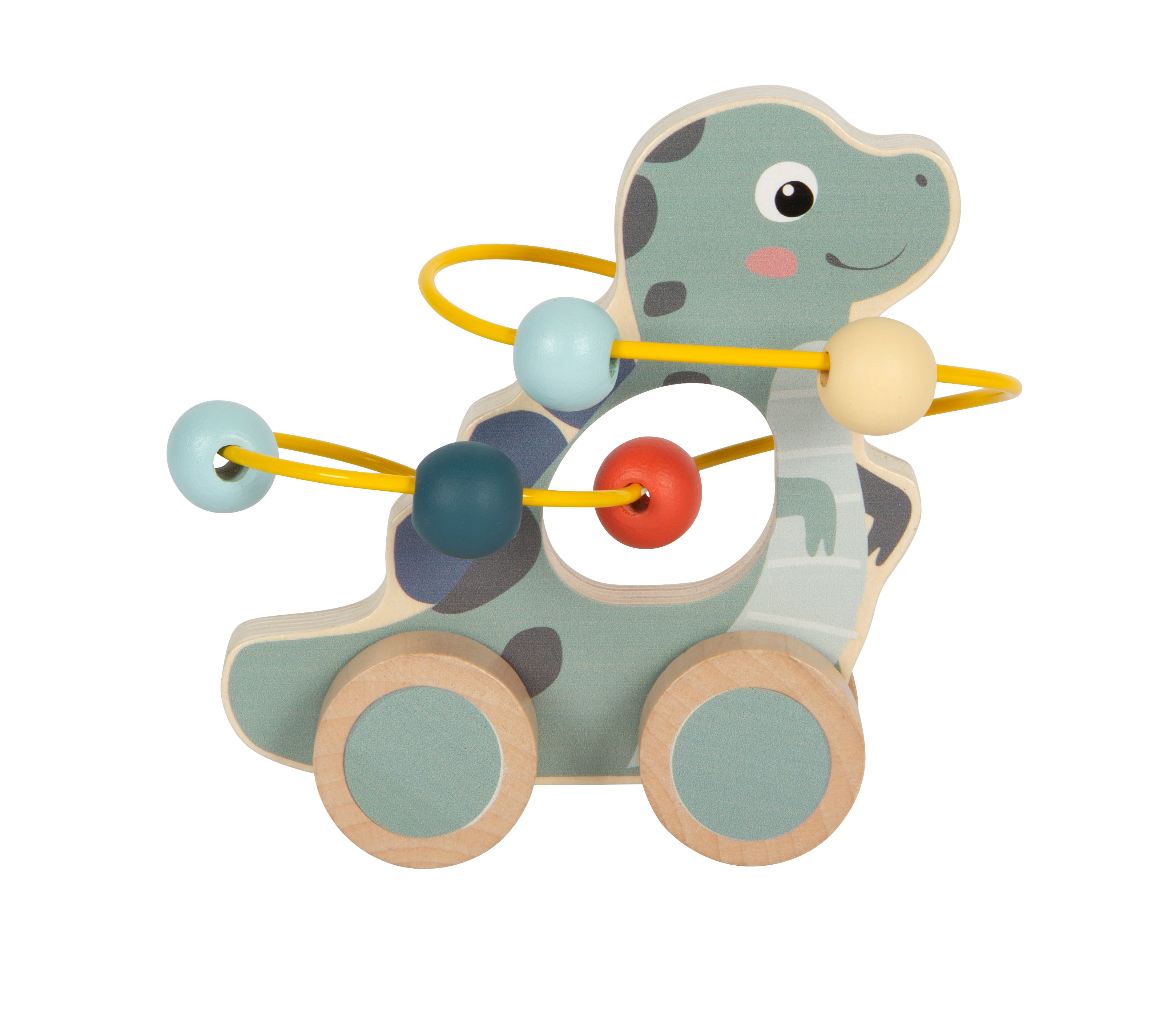Schiebe-Dino aus Holz mit Motorikschleife
