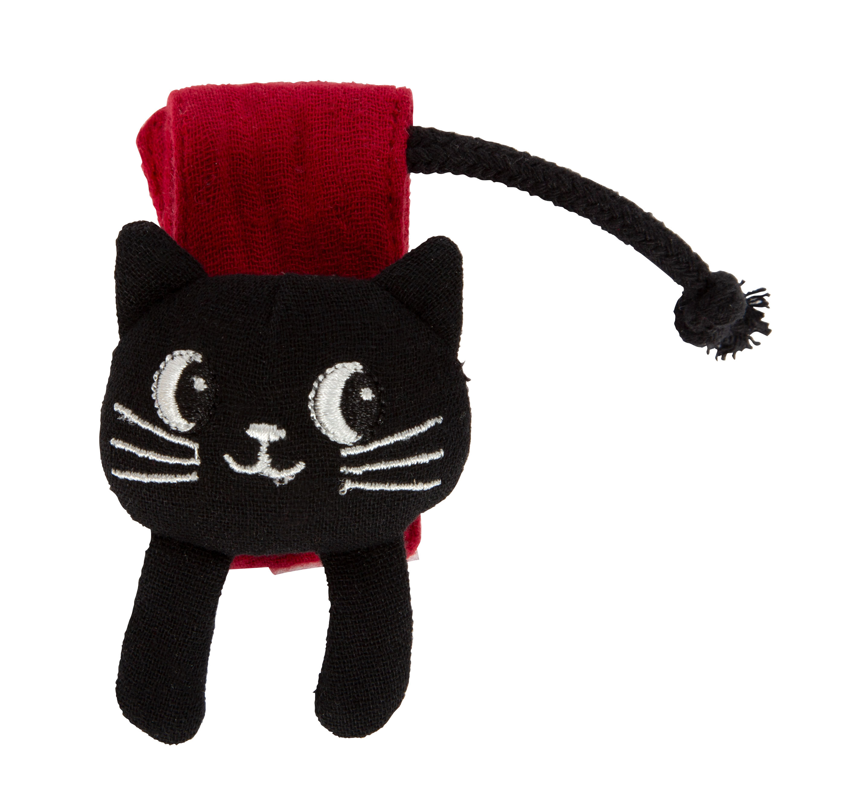 Katze, Schlüsselanhänger, schwarz, rot, Plüschtier