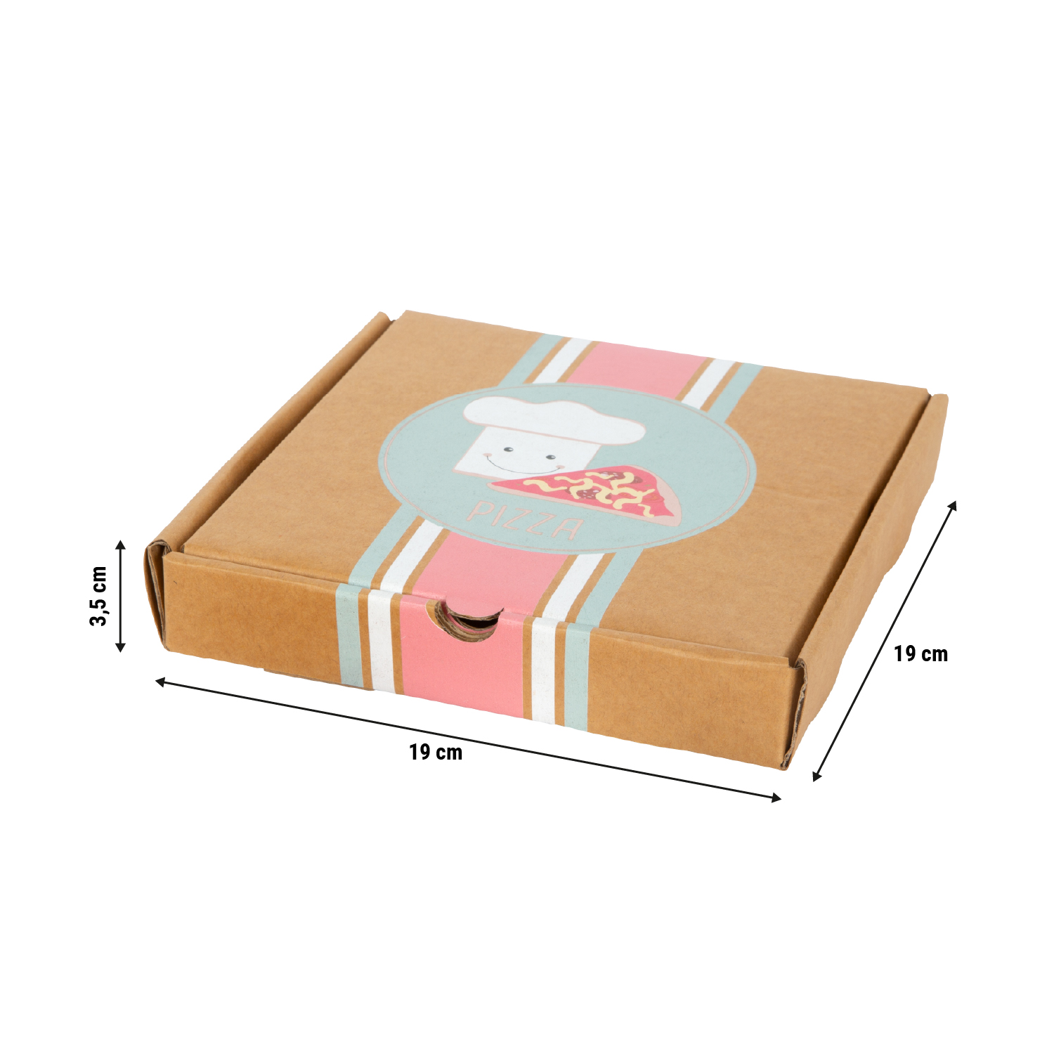 Größenskizze vom Pizza-Set Pizzakarton für Kinder