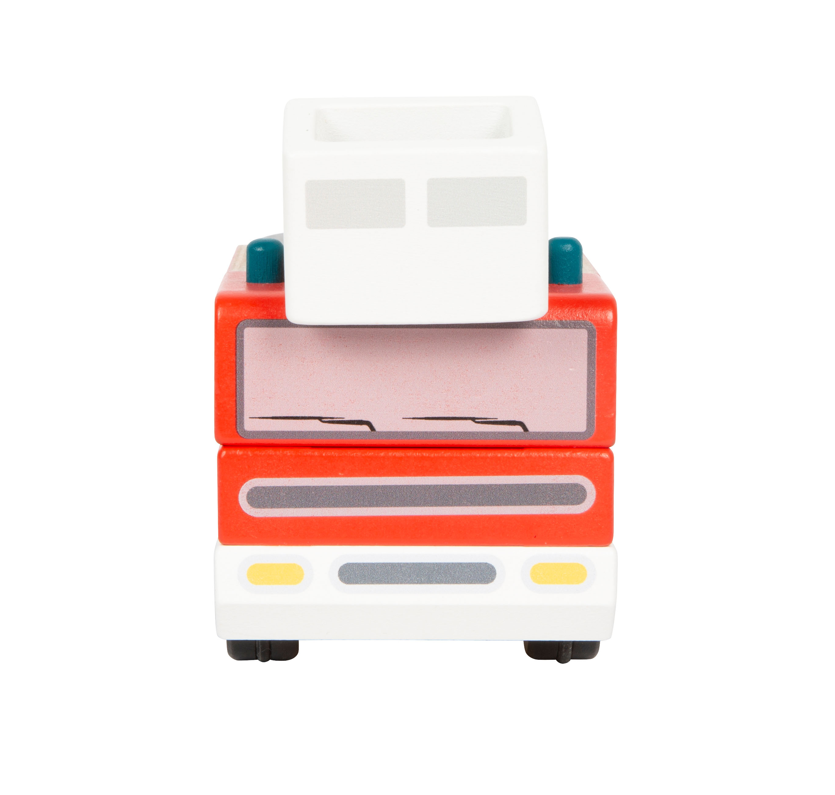 Vorderseite Feuerwehrfahrzeug mit Drehleiter